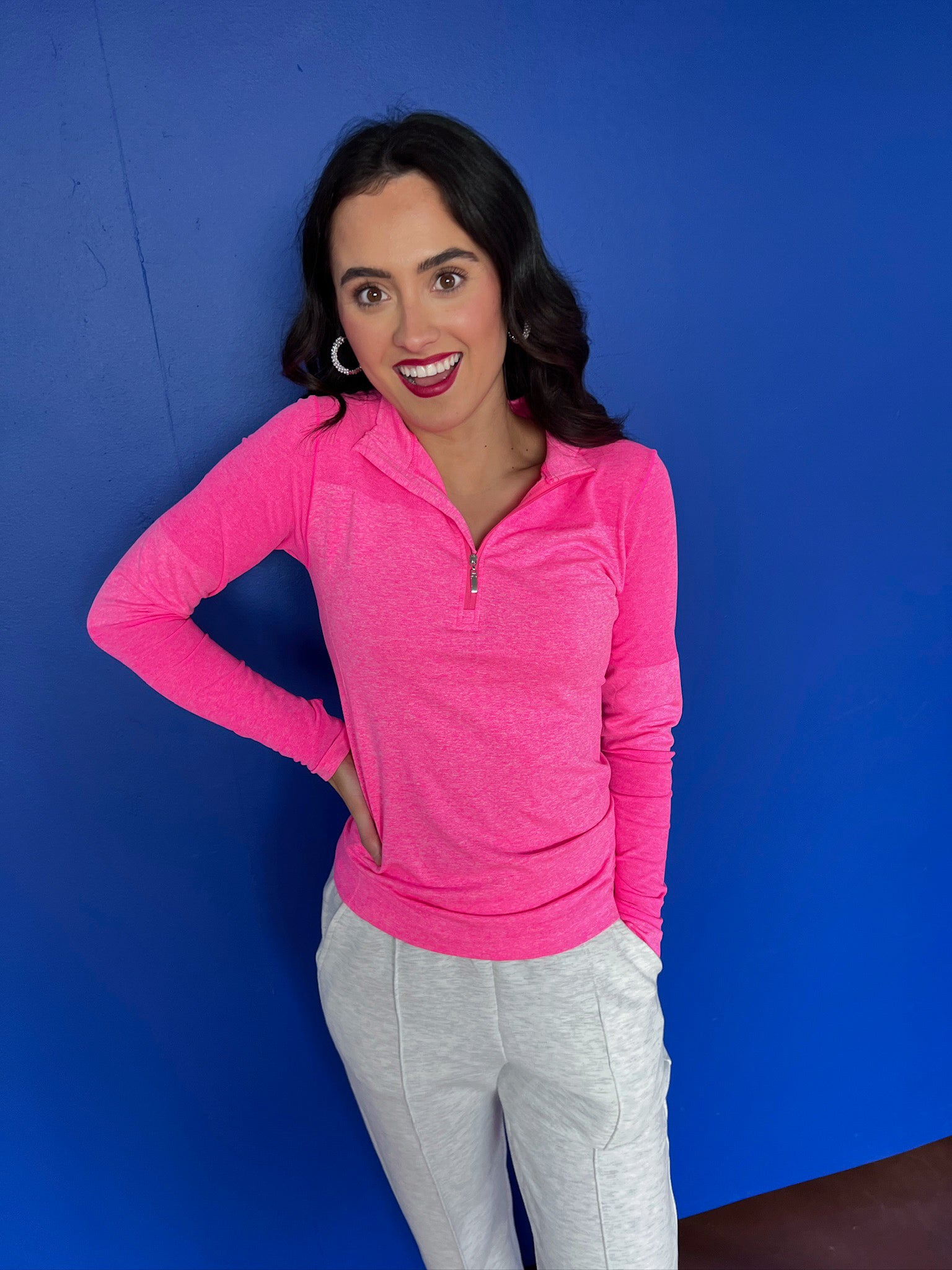 Norah Seamless Active Pullover - Hot Pink