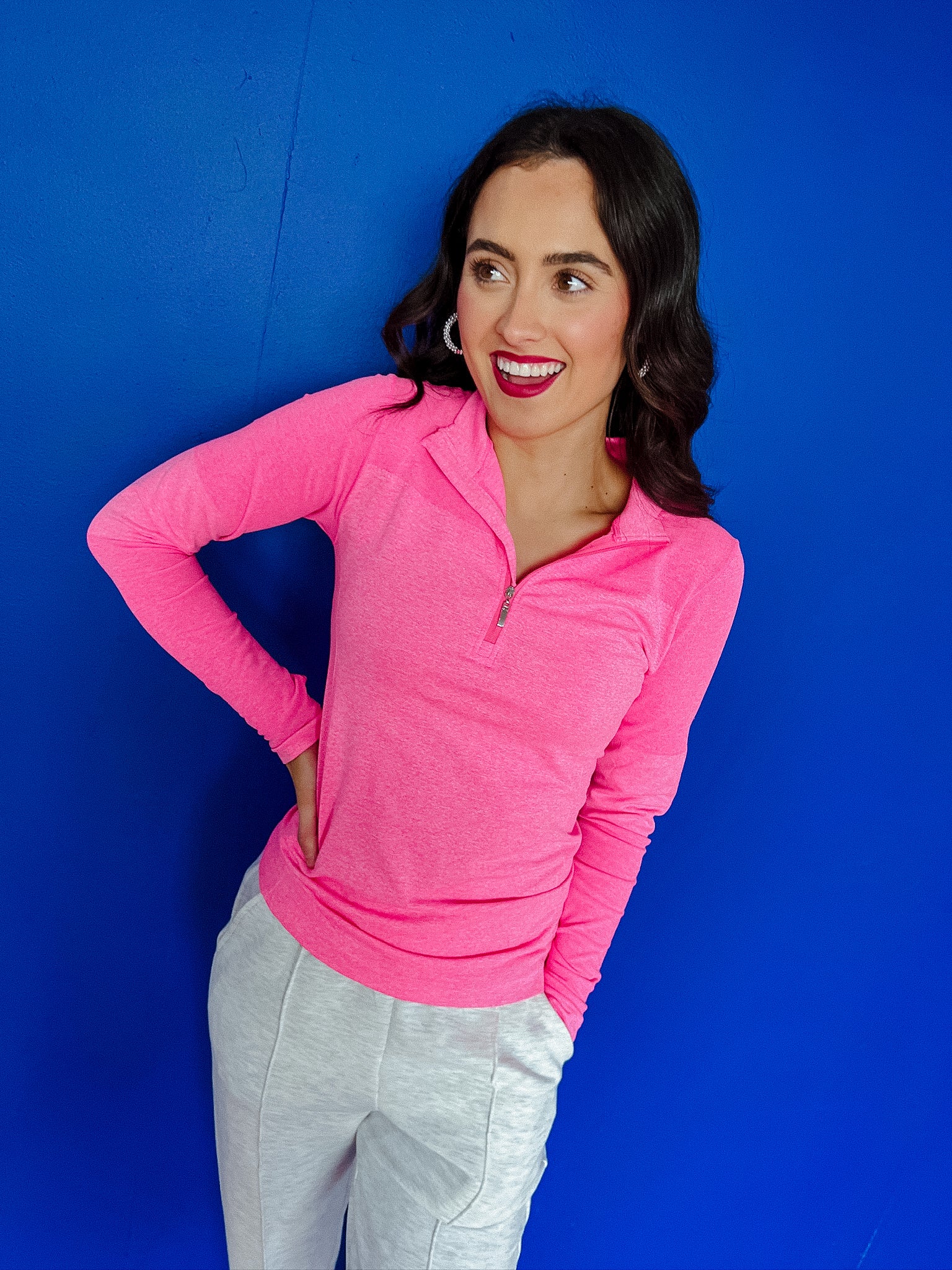 Norah Seamless Active Pullover - Hot Pink