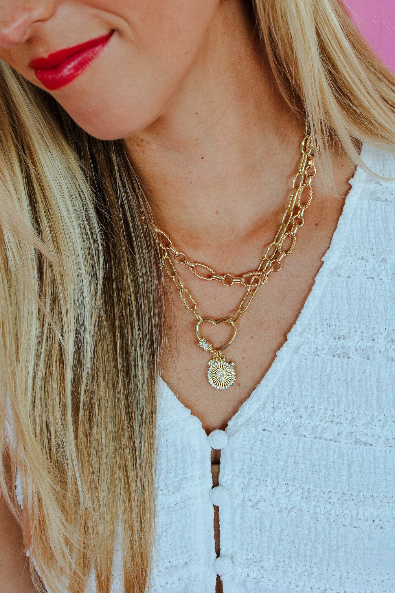 [Treasure Jewels] Love And Grace Charm Necklace - Gold