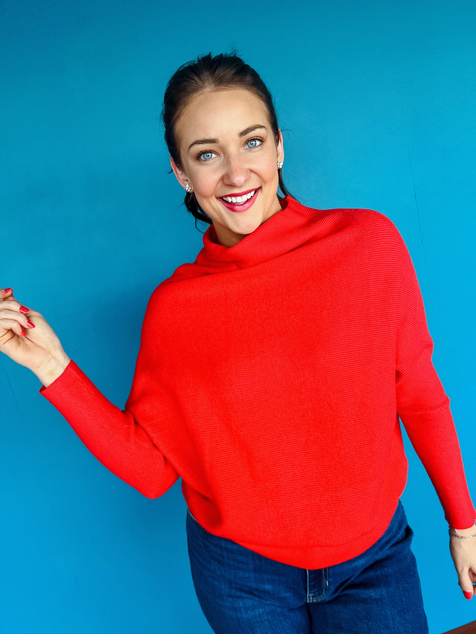 Cynthia Oversized Turtleneck Sweater - True Red