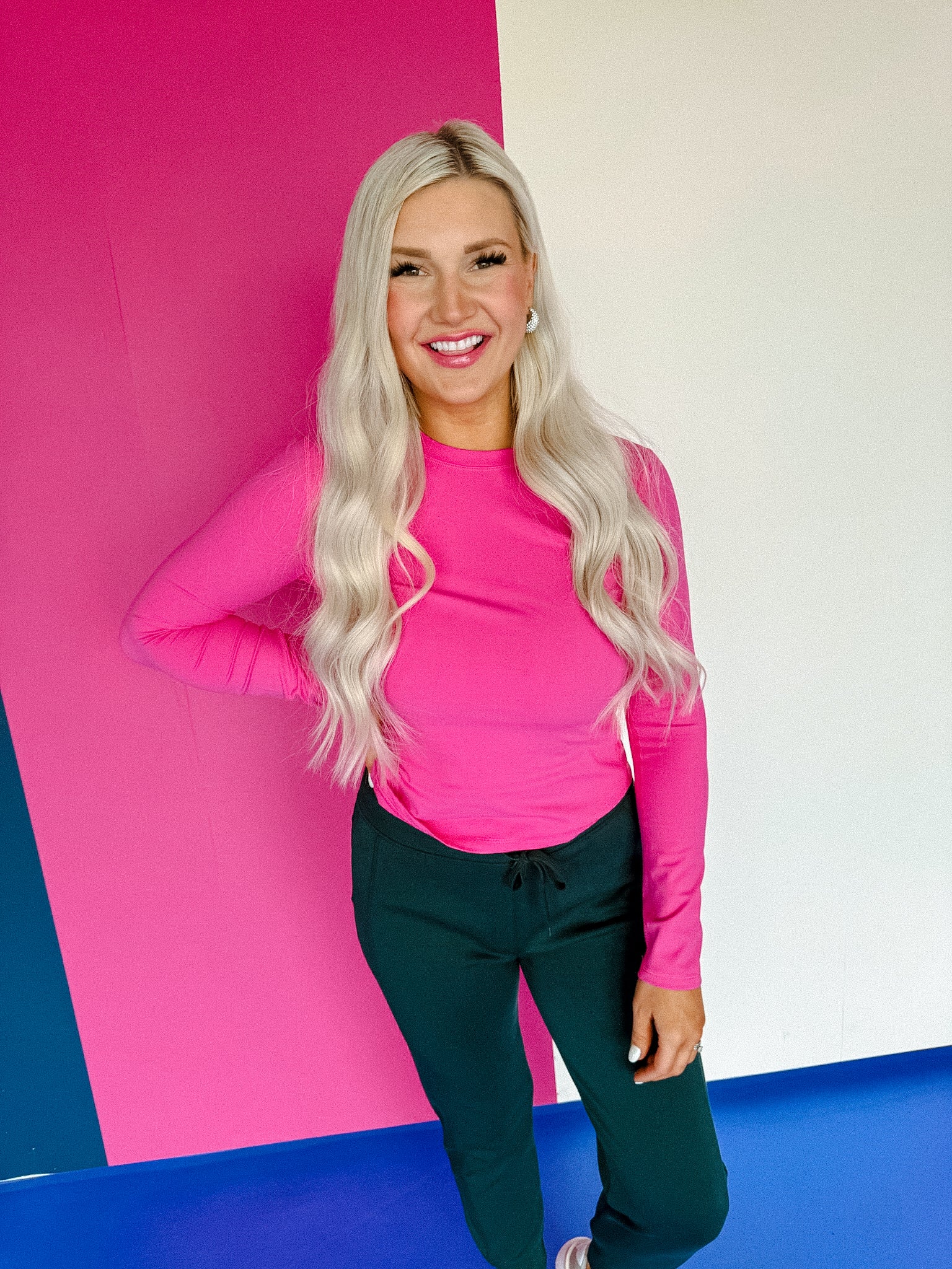 Jeralee Long Sleeve Performance Top - Bright Cool Pink