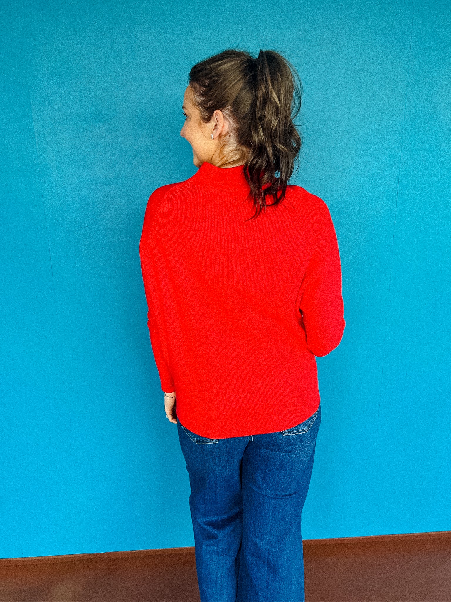 Cynthia Oversized Turtleneck Sweater - True Red