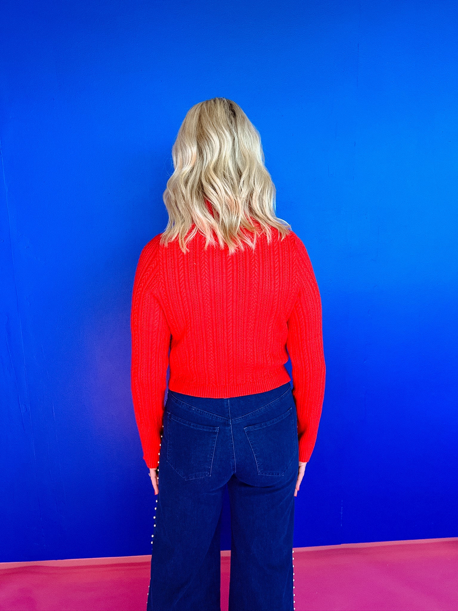 Shawn Cropped Turtleneck Sweater - True Red