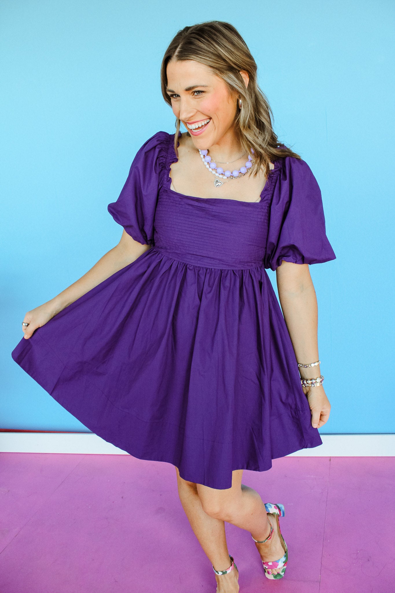 Manhattan Mini Dress - Smoked Grape
