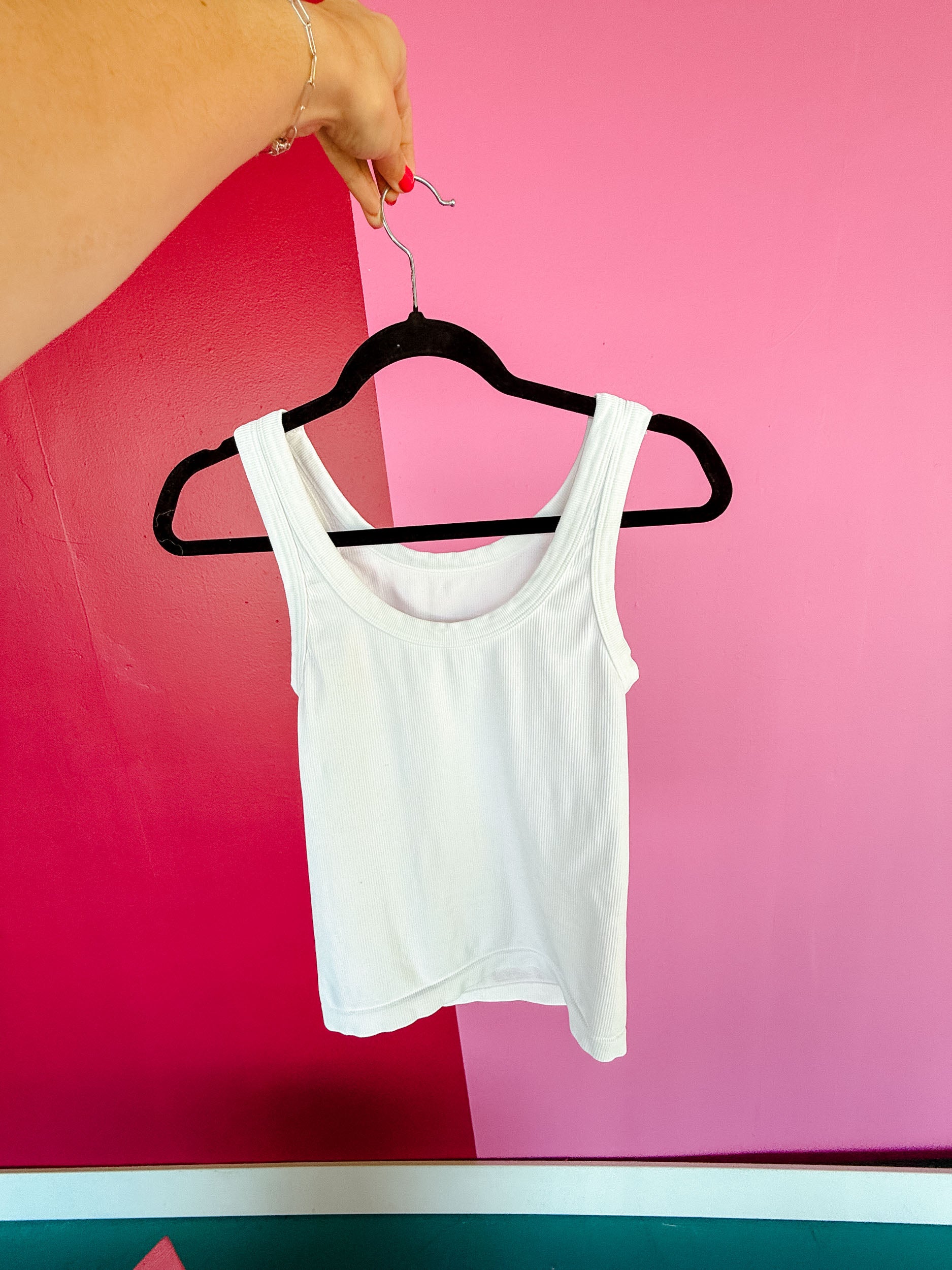 Marjorie Ribbed Reversible Tank - Bright White