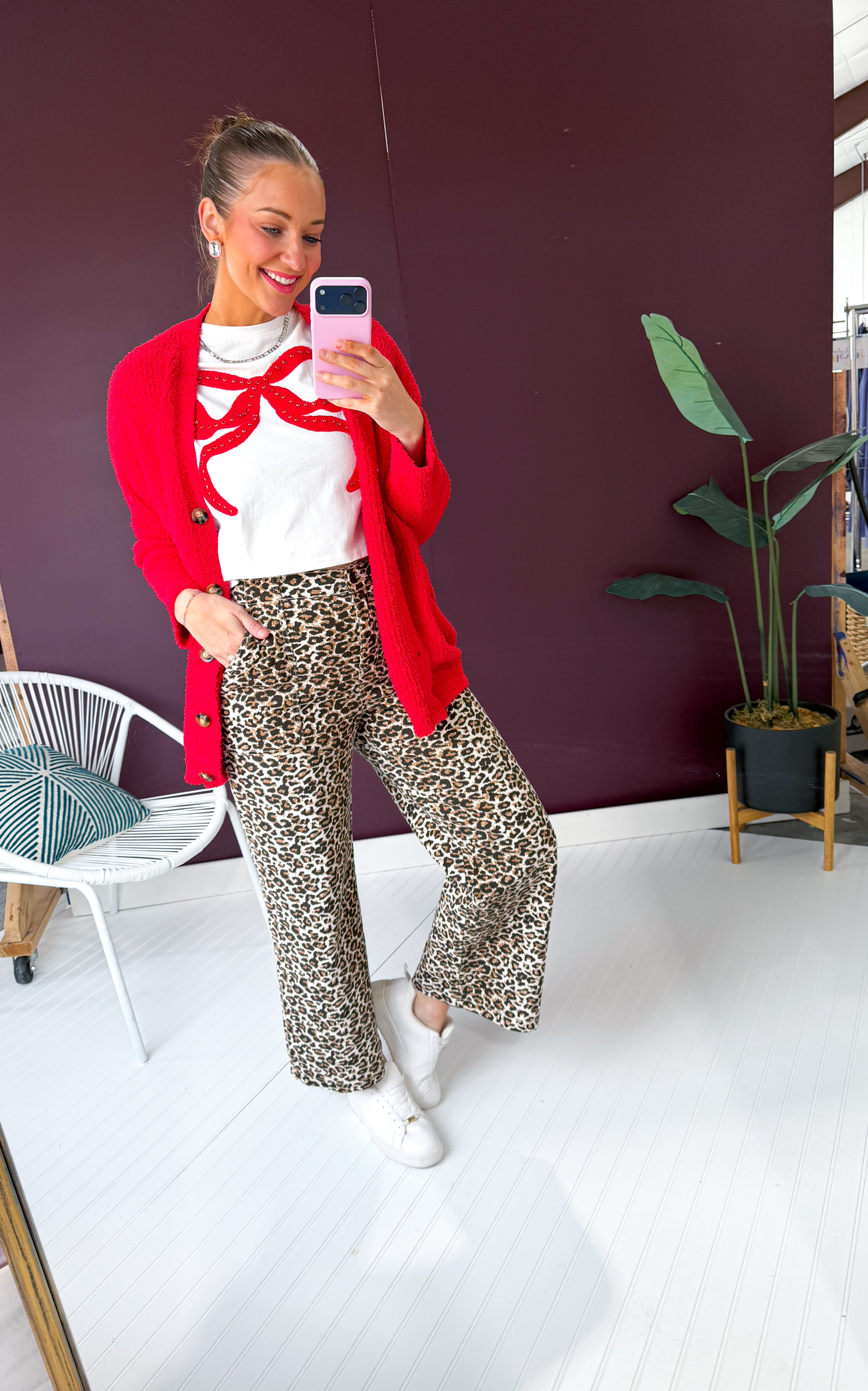 Rowen Leopard Print Pants - Dark Brown + Espresso + Beige
