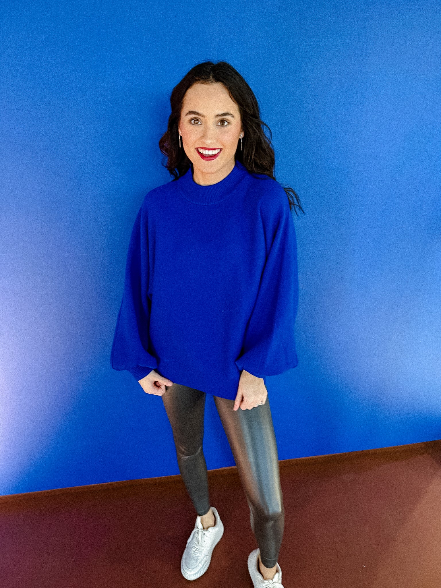 Ester Balloon Sleeve Sweater- Royal