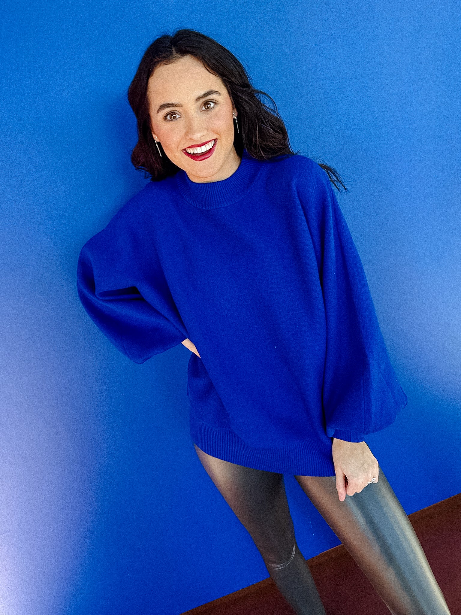 Ester Balloon Sleeve Sweater- Royal