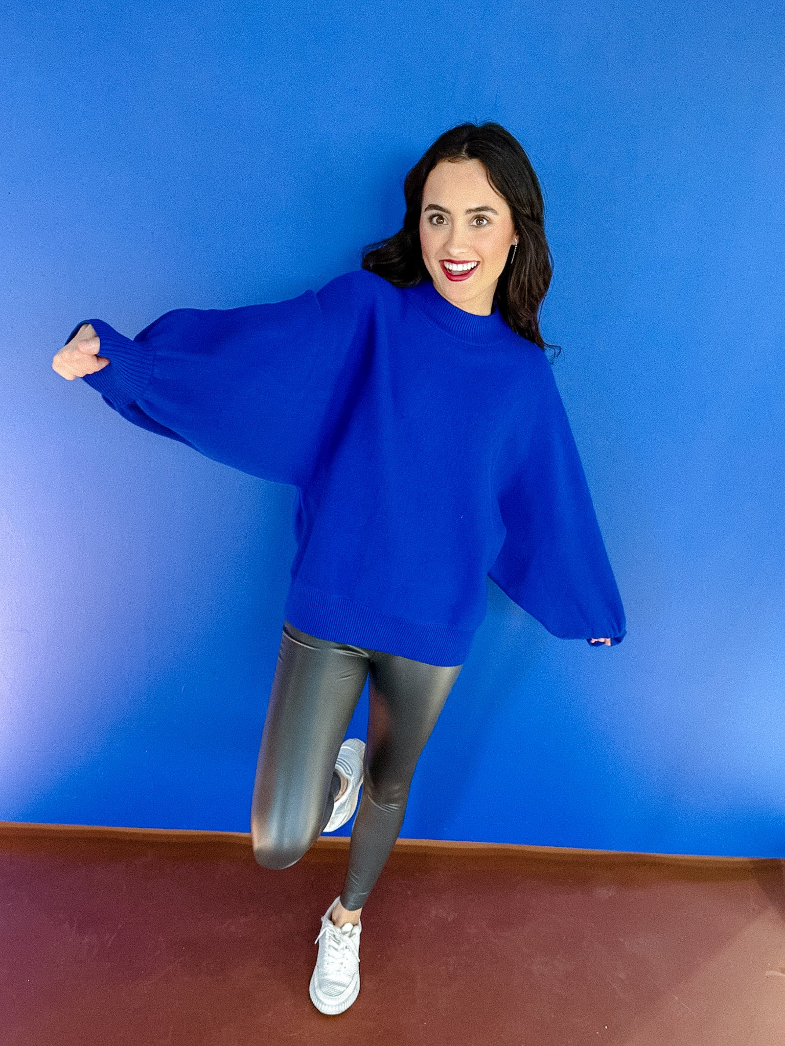 Ester Balloon Sleeve Sweater- Royal