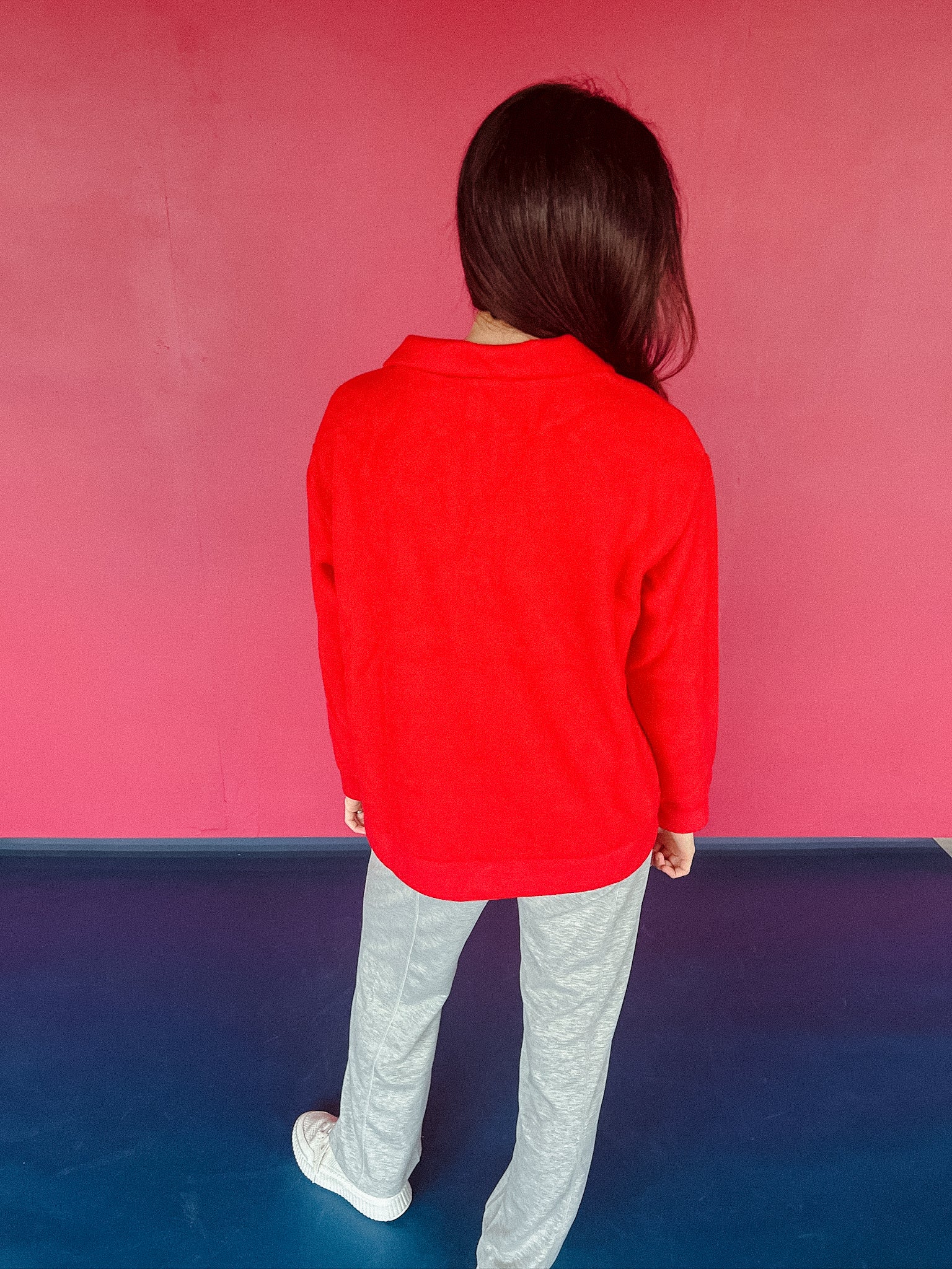 Jenna Half Zip Pullover - Cool Red