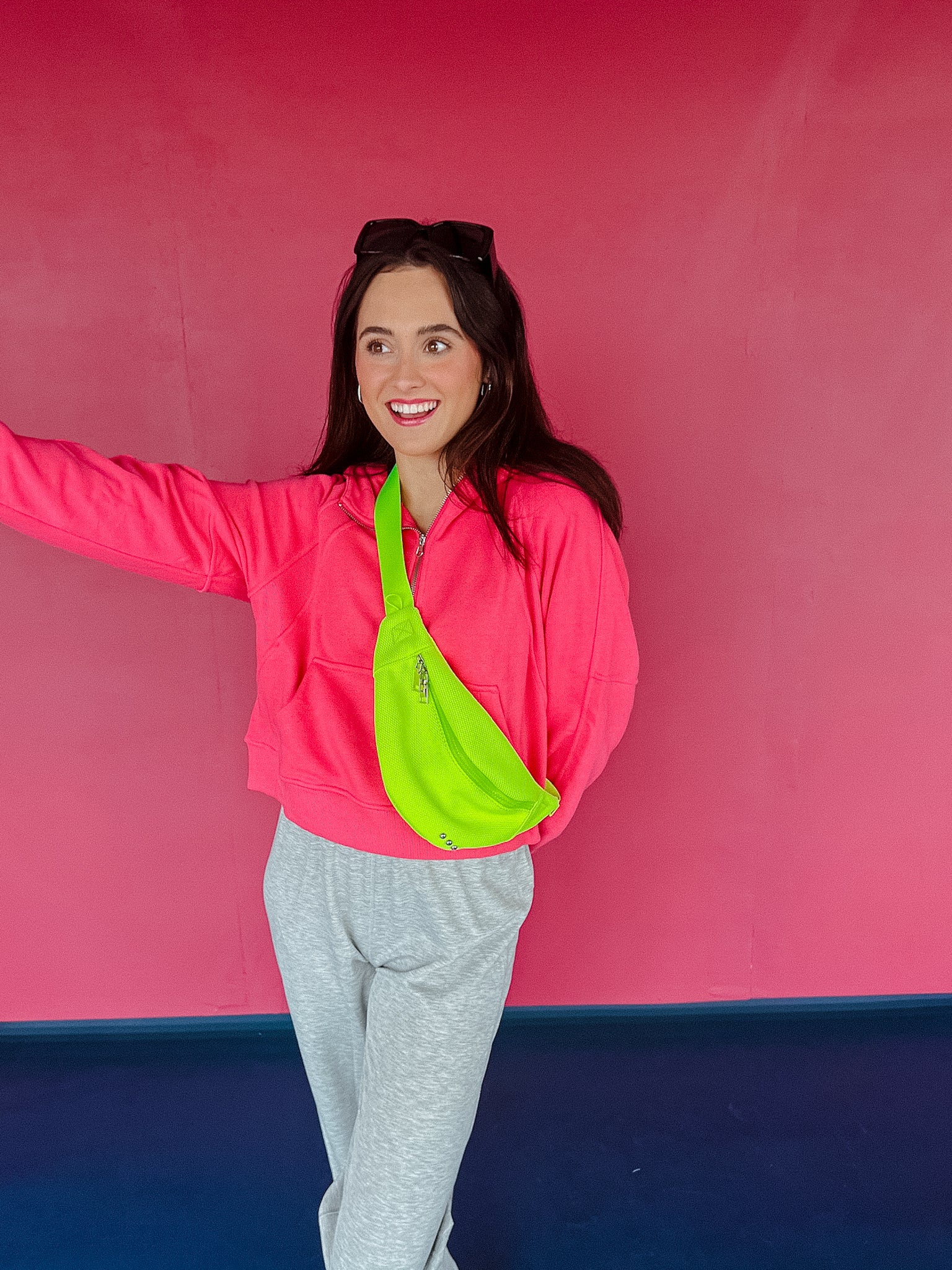 Mattie French Terry Cropped Hoodie - Bright Pink