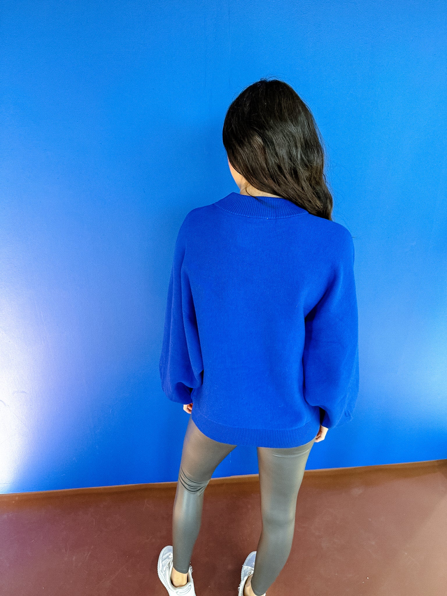 Ester Balloon Sleeve Sweater- Royal