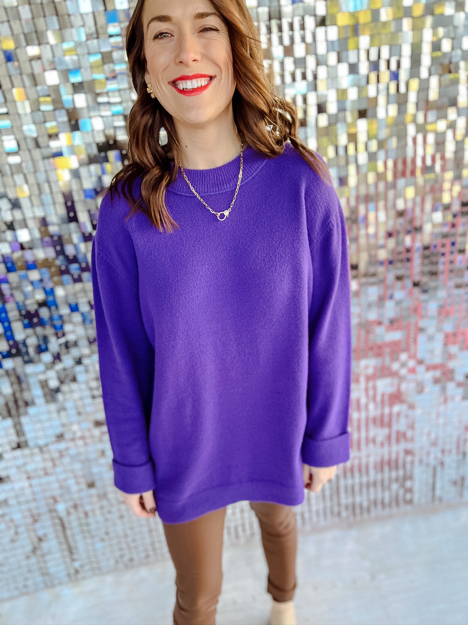 [MyEllement Exclusive] Zelie Oversized Fuzzy Sweater  - Royal Purple