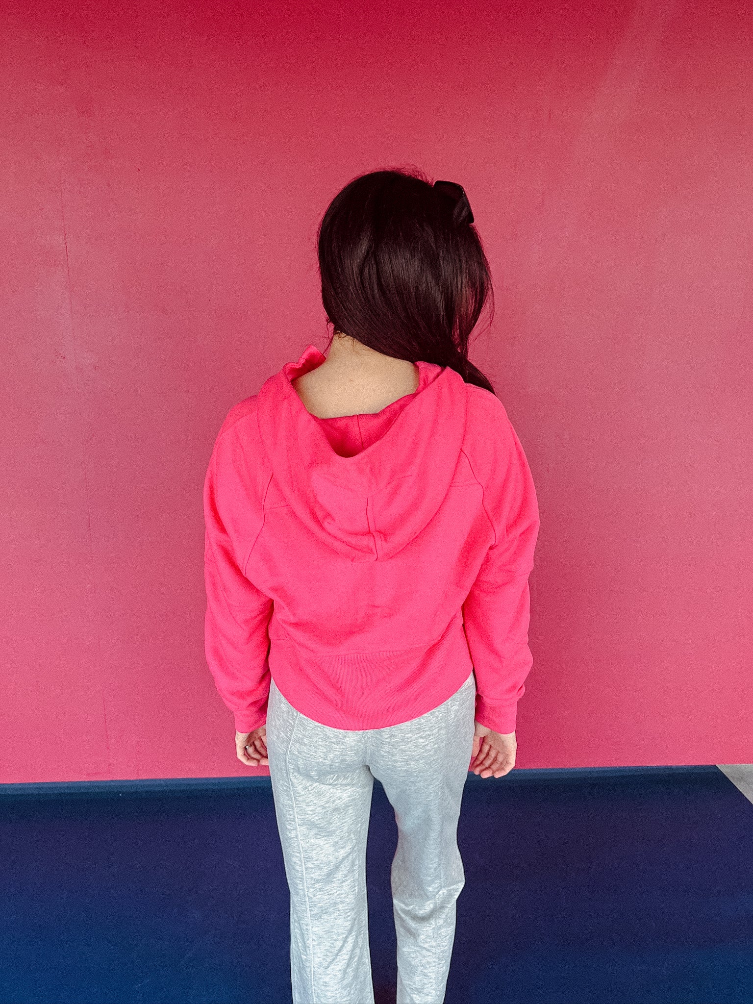 Mattie French Terry Cropped Hoodie - Bright Pink