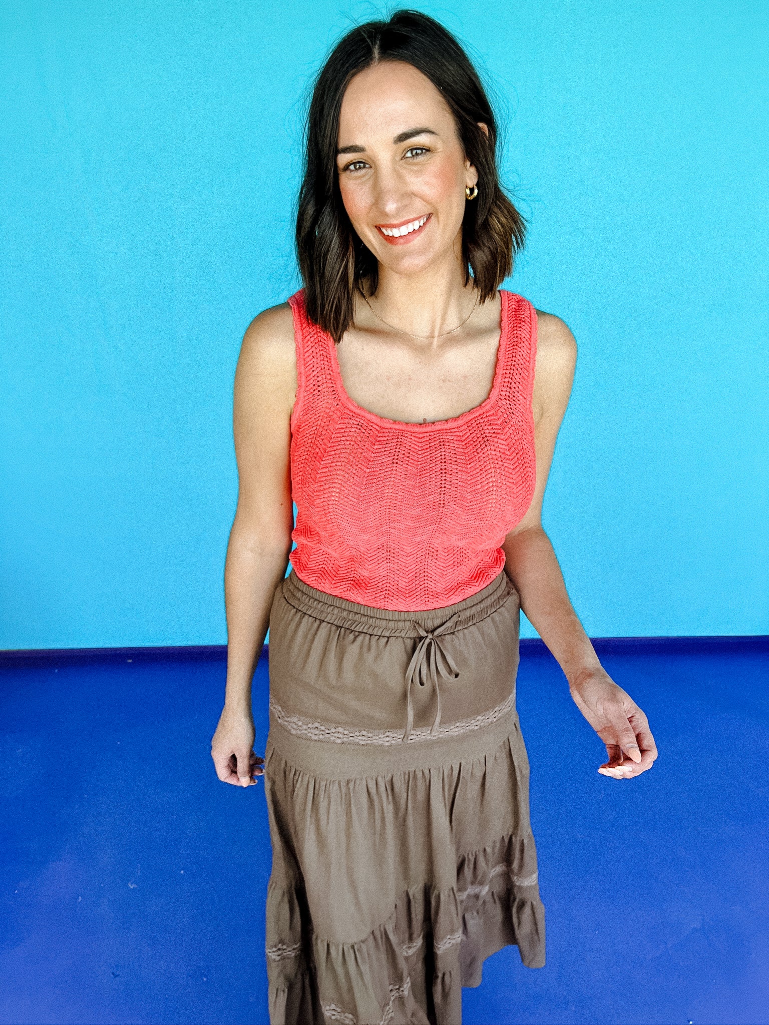 Merida Pointelle Tank - Coral