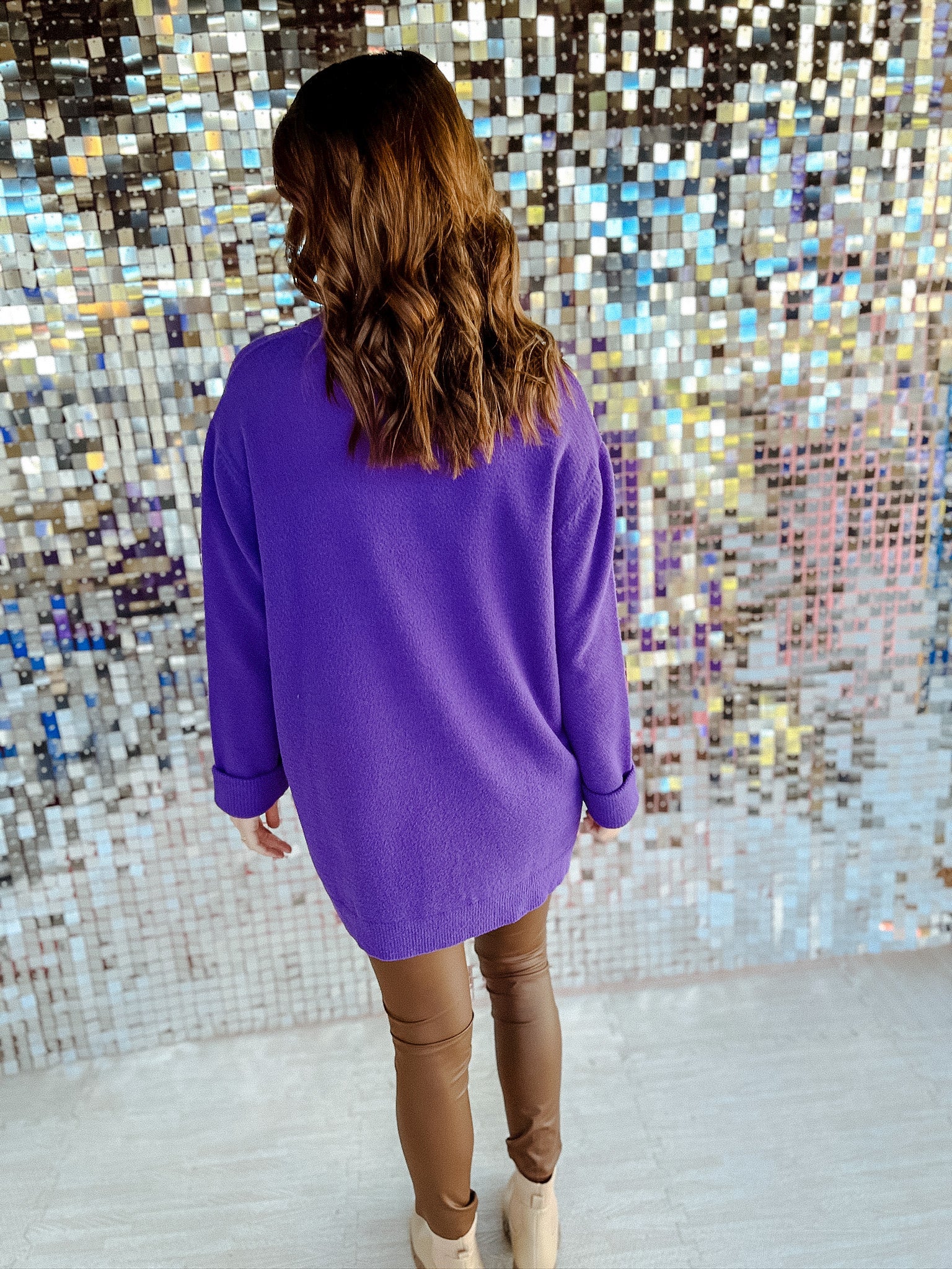 [MyEllement Exclusive] Zelie Oversized Fuzzy Sweater  - Royal Purple