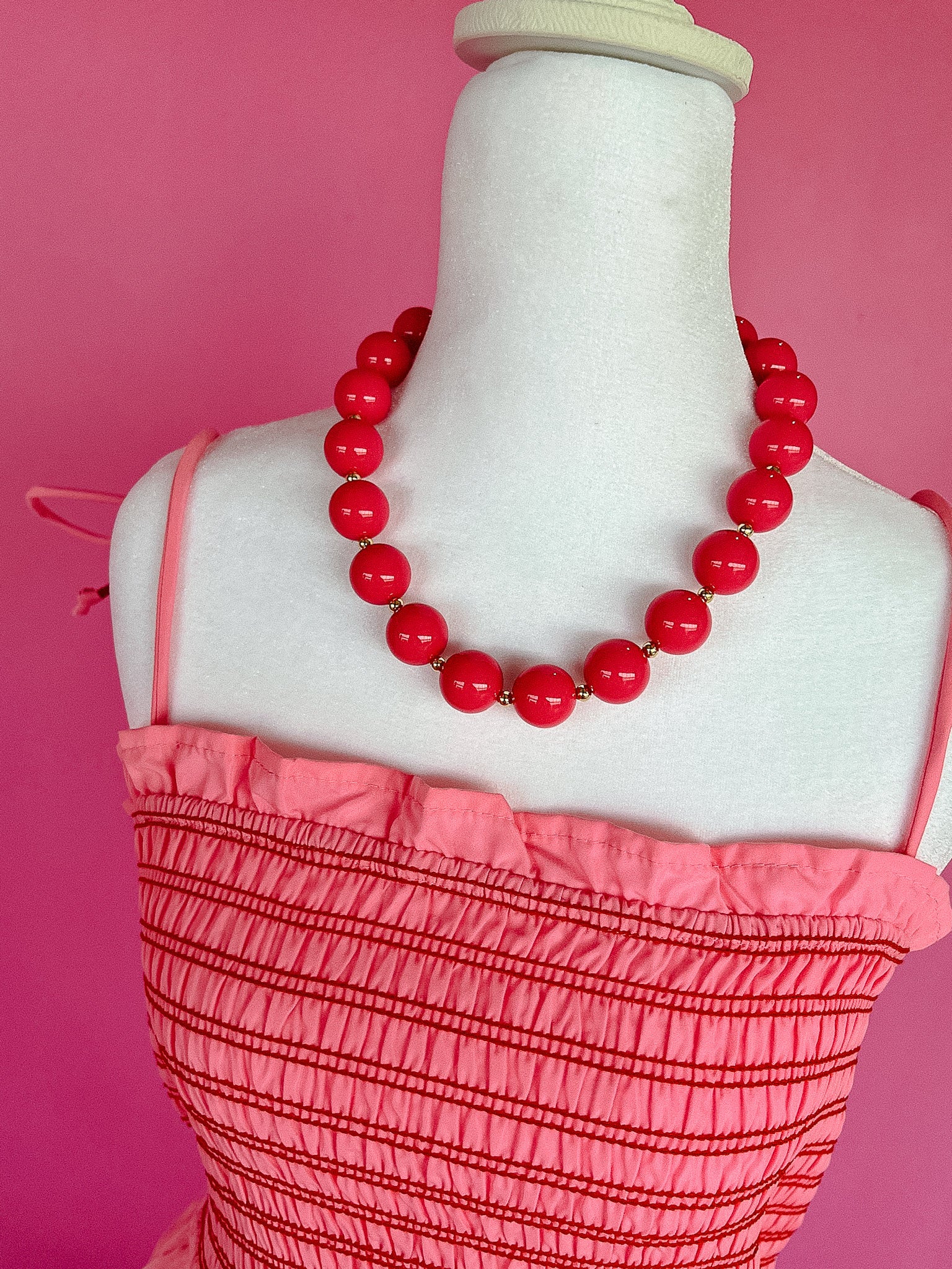 [Treasure Jewels] Berry Pop Necklace - Deep Raspberry