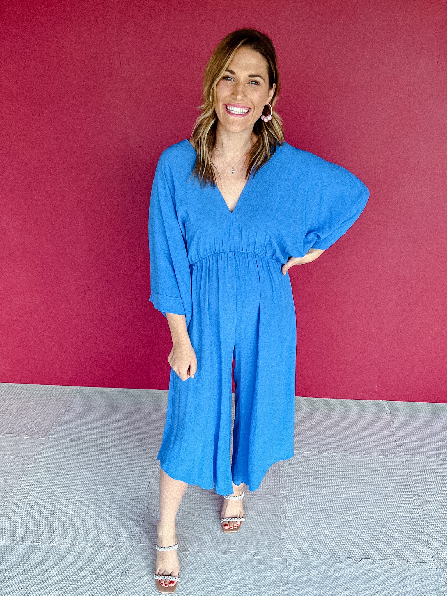 Caspian Dolman Sleeve Jumpsuit - Bright Blue