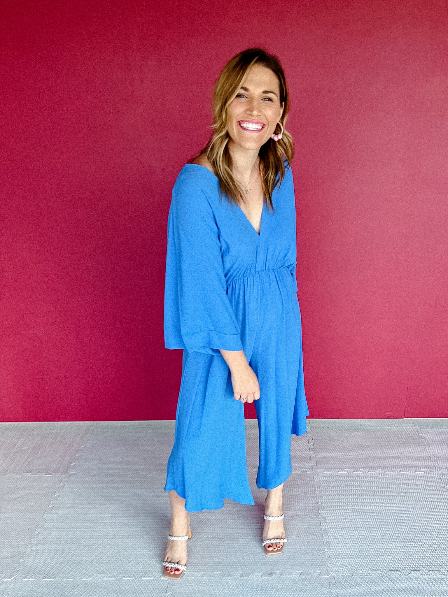 Caspian Dolman Sleeve Jumpsuit - Bright Blue