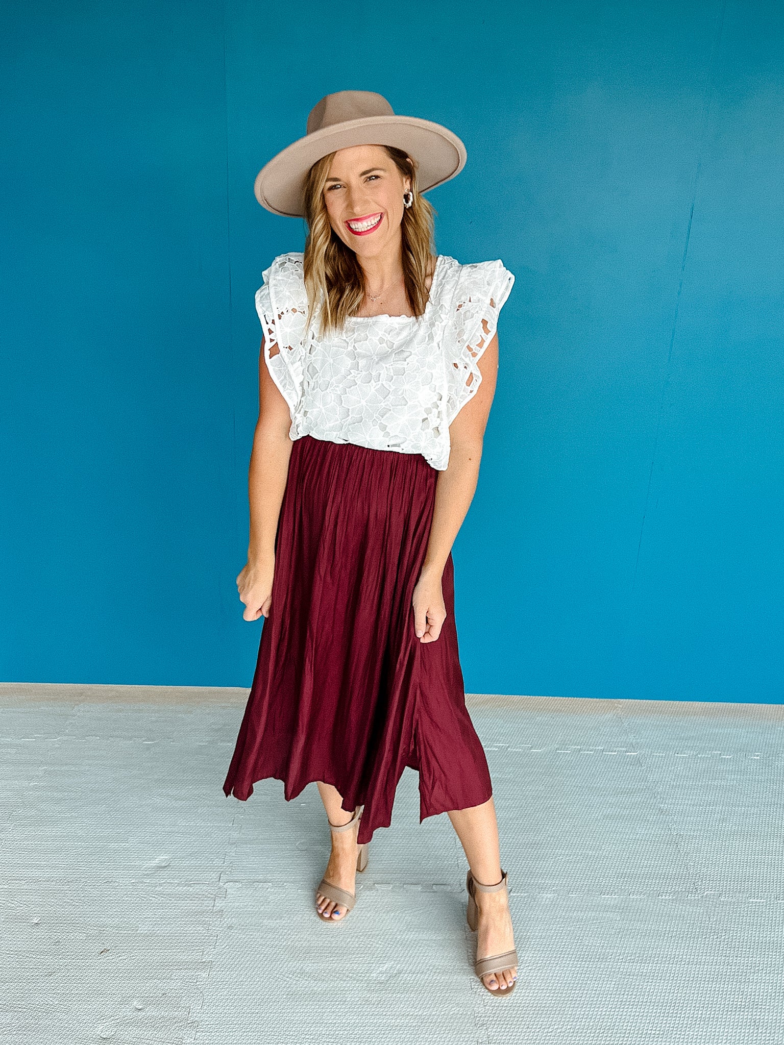 Hailey Midi Skirt - Maroon