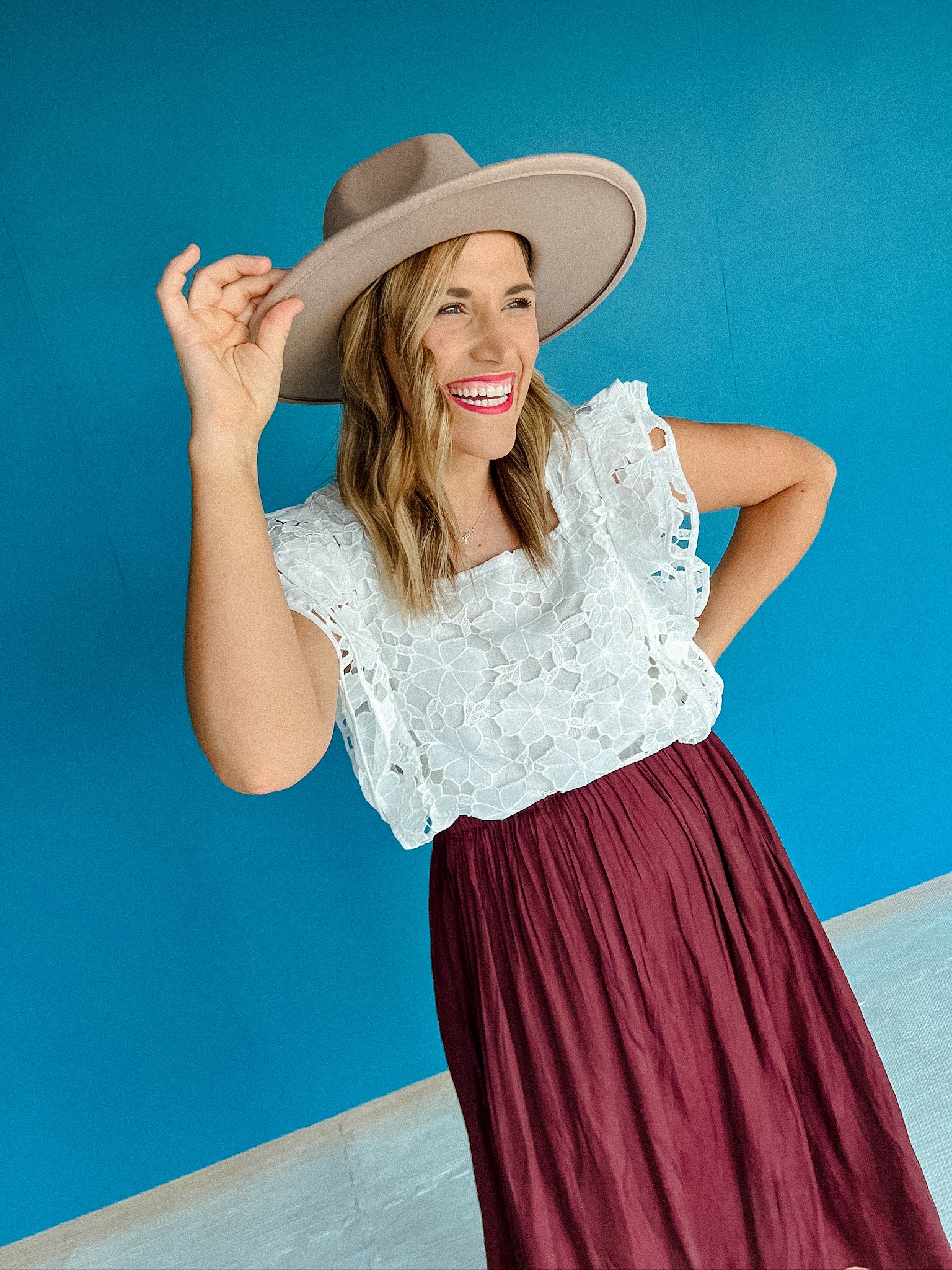 Hailey Midi Skirt - Maroon