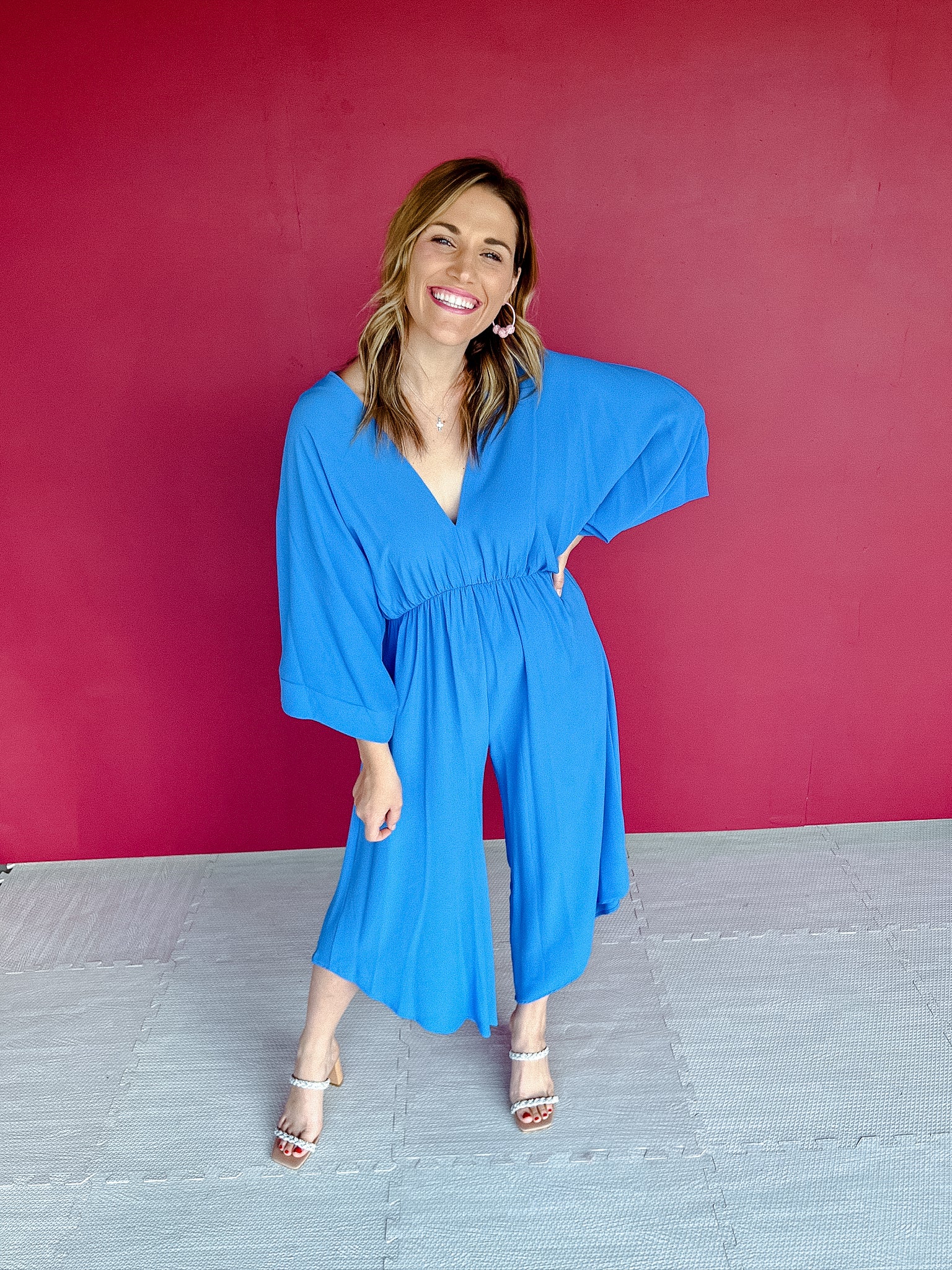 Caspian Dolman Sleeve Jumpsuit - Bright Blue