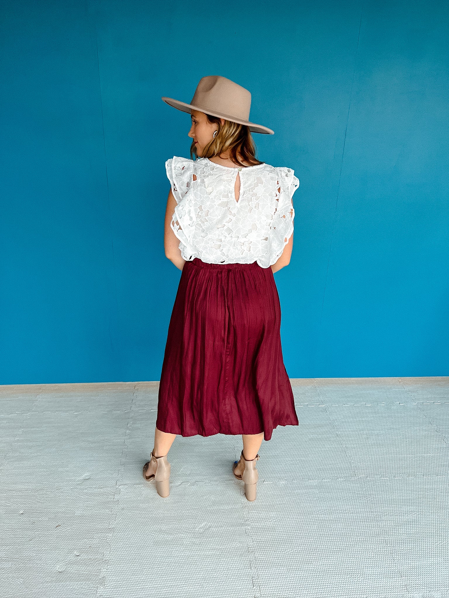 Hailey Midi Skirt - Maroon