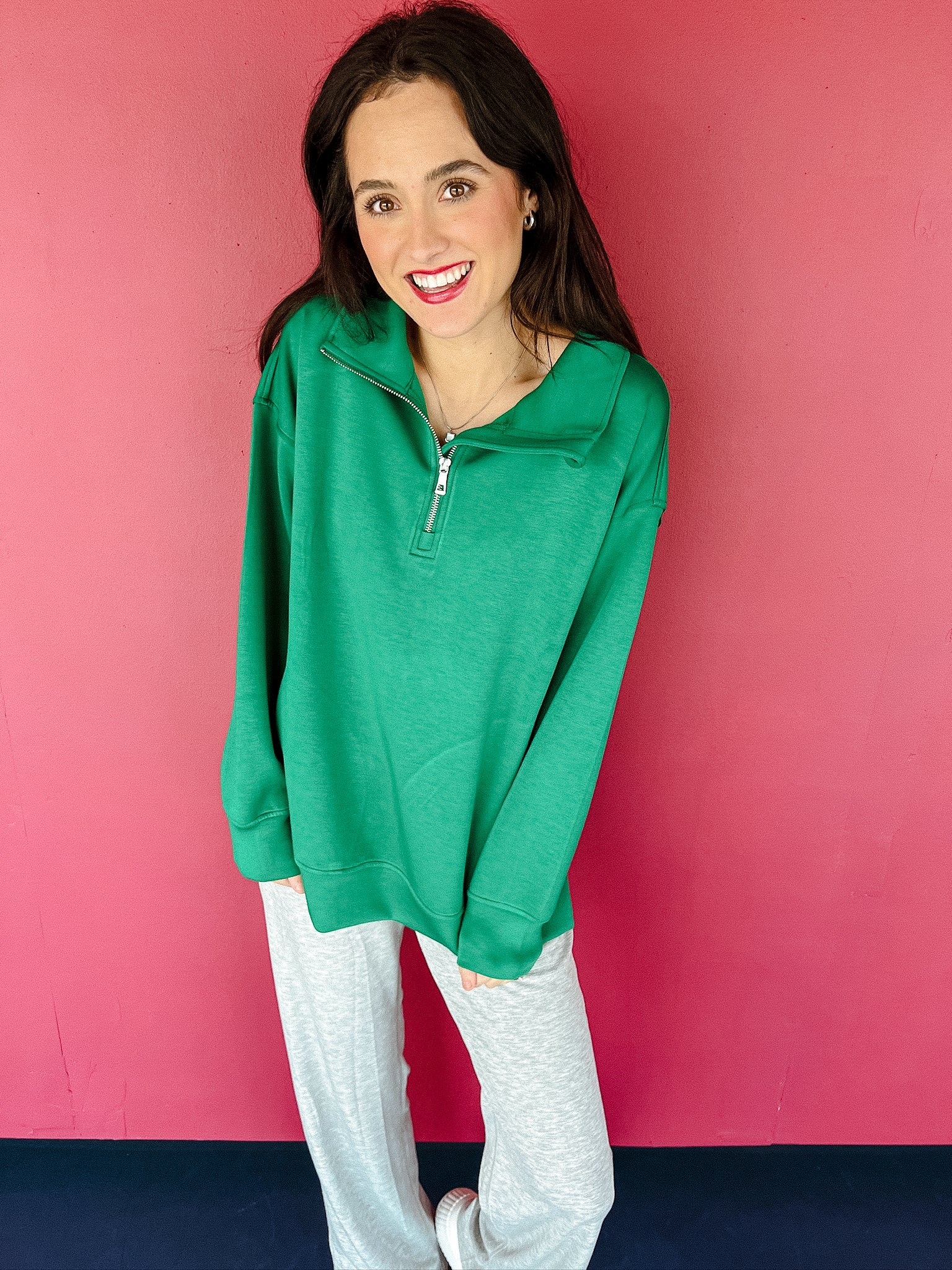 [Ellevate Basics] Adela Tunic Pullover - Emerald