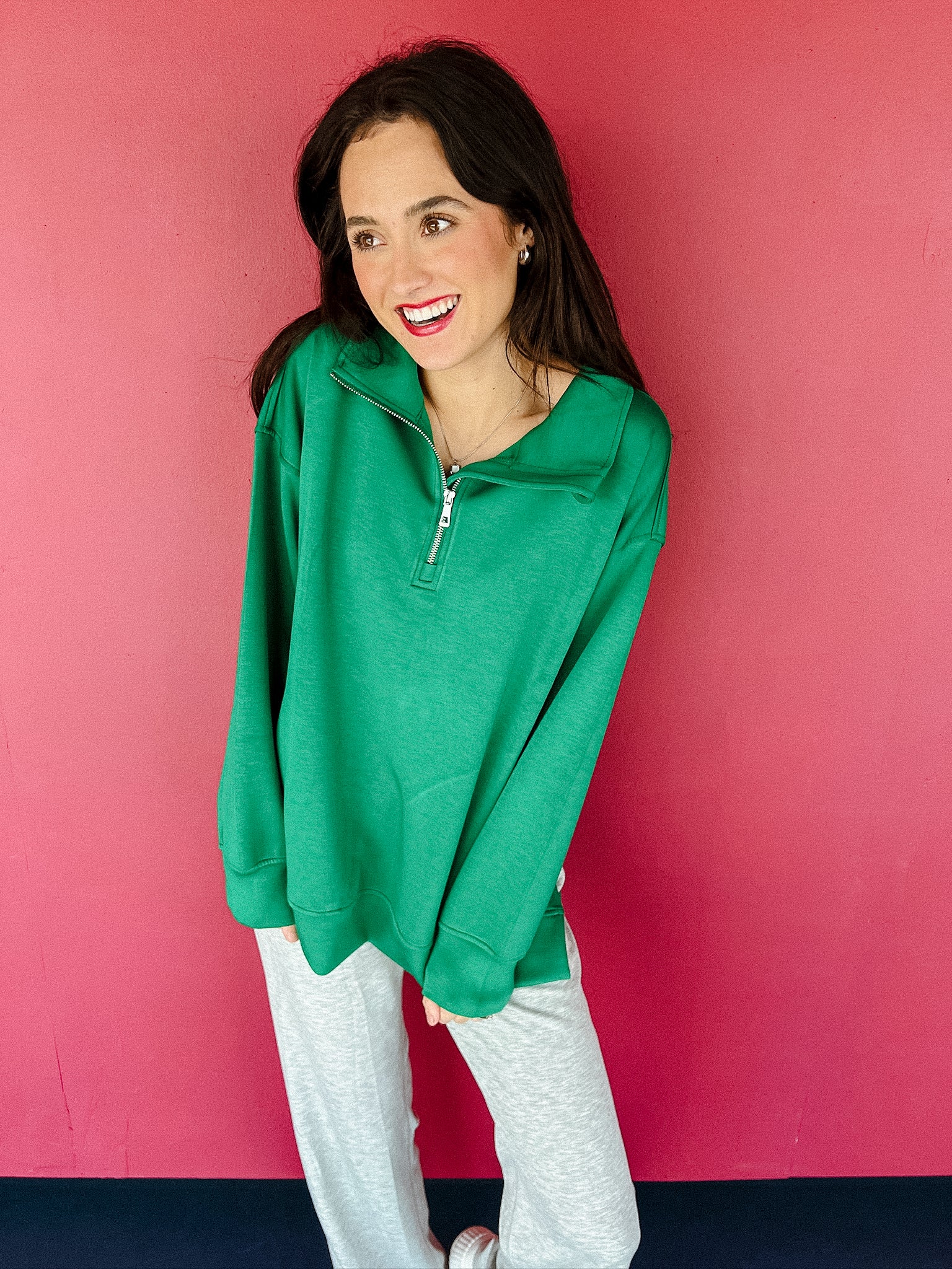 [Ellevate Basics] Adela Tunic Pullover - Emerald