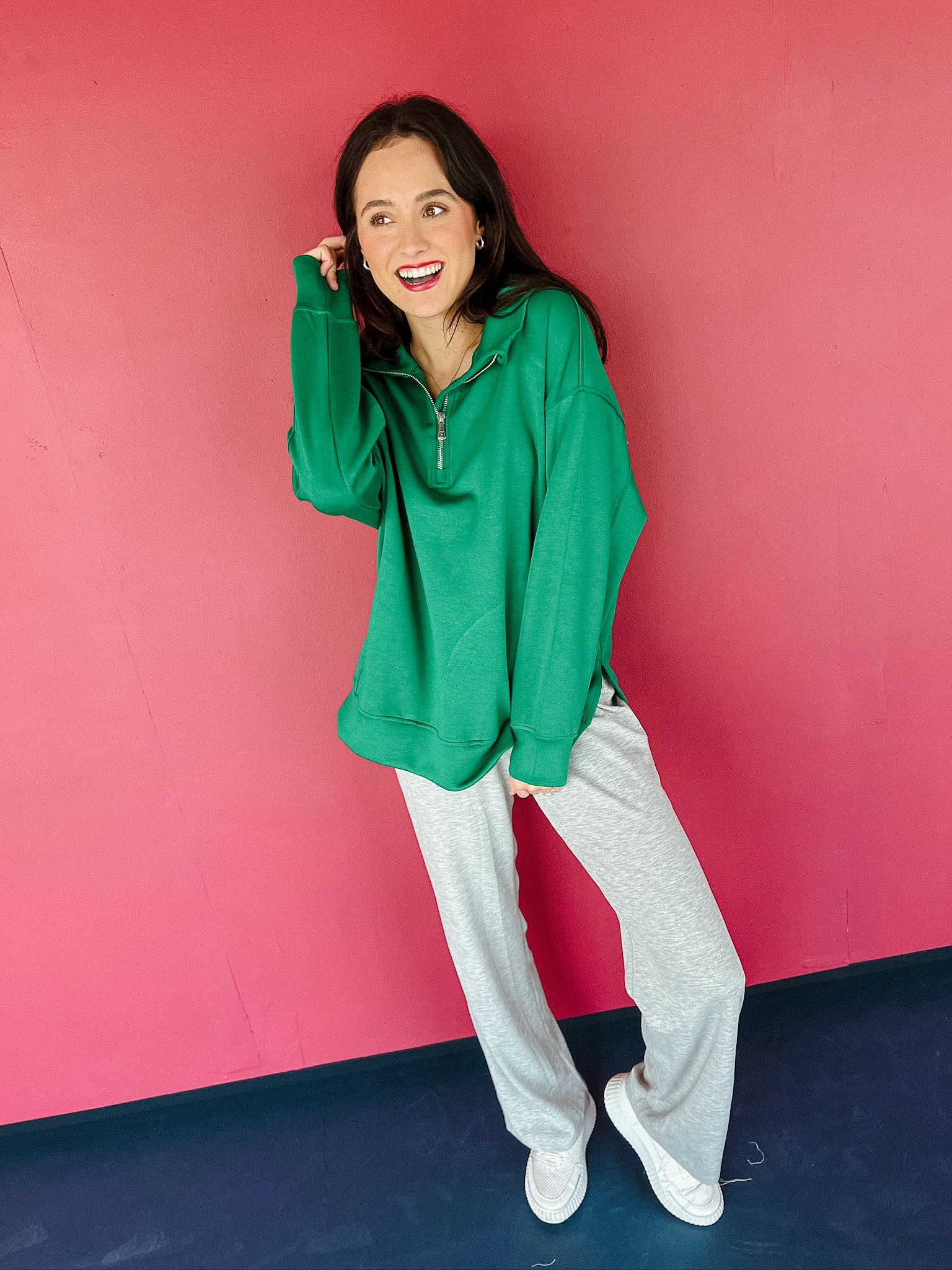 [Ellevate Basics] Adela Tunic Pullover - Emerald