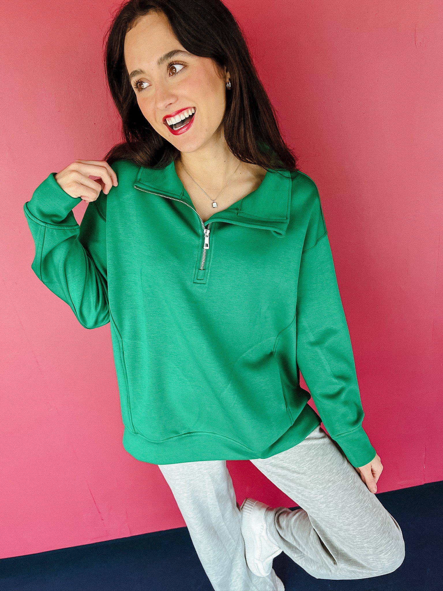 [Ellevate Basics] Adela Tunic Pullover - Emerald