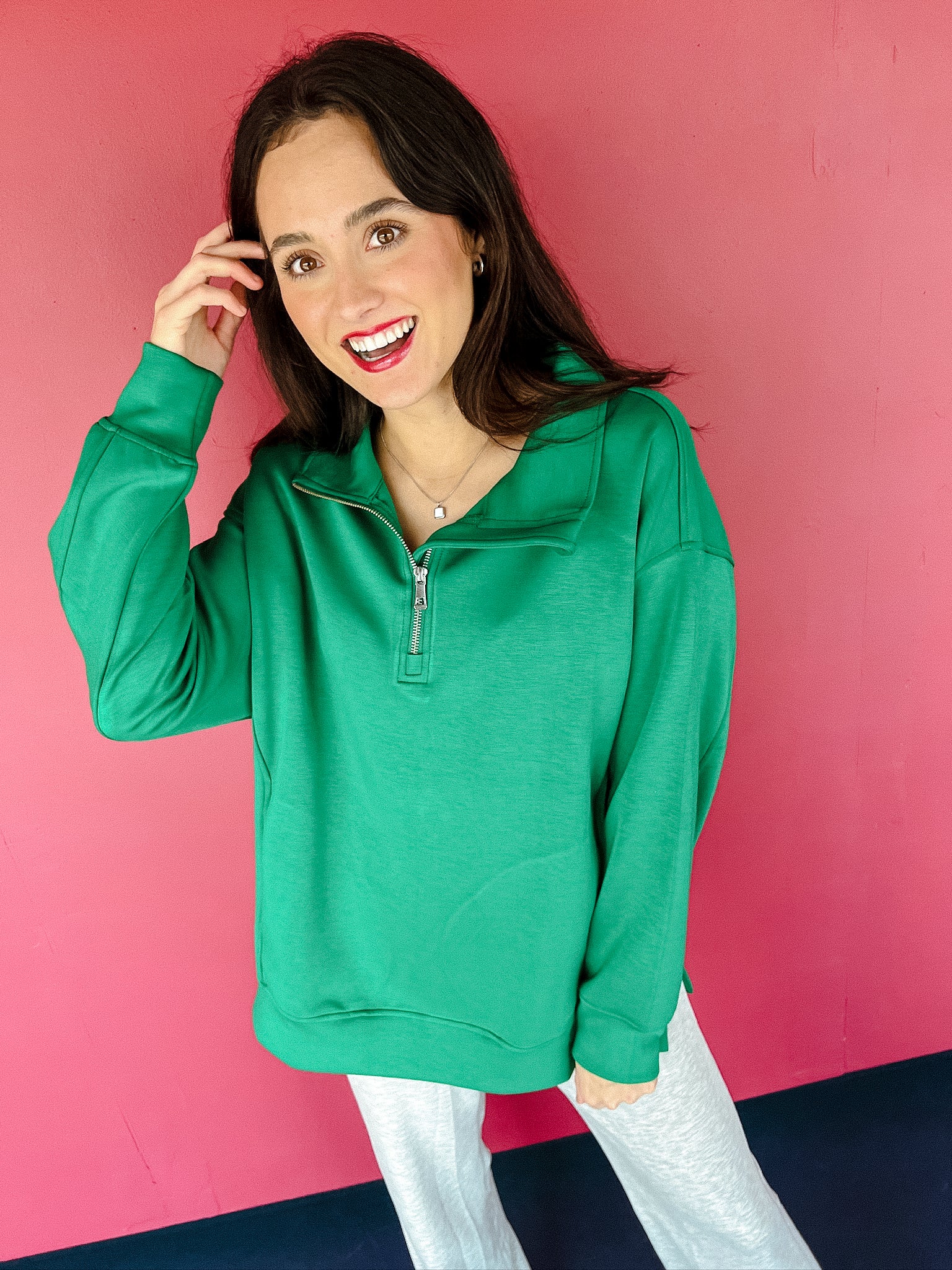 [Ellevate Basics] Adela Tunic Pullover - Emerald