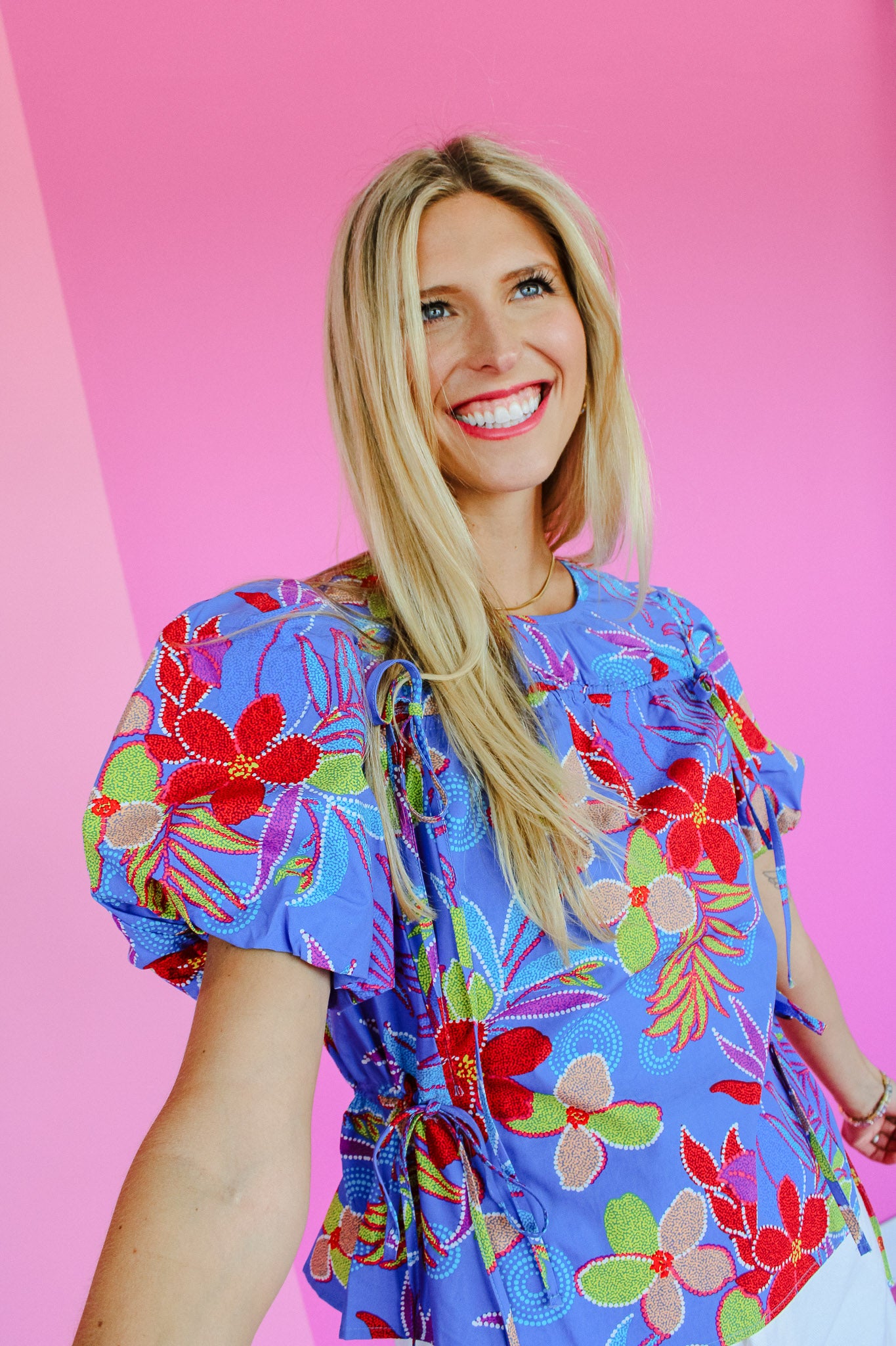 Felicity Floral Blouse - Heliotrope + Lime + Cool Red