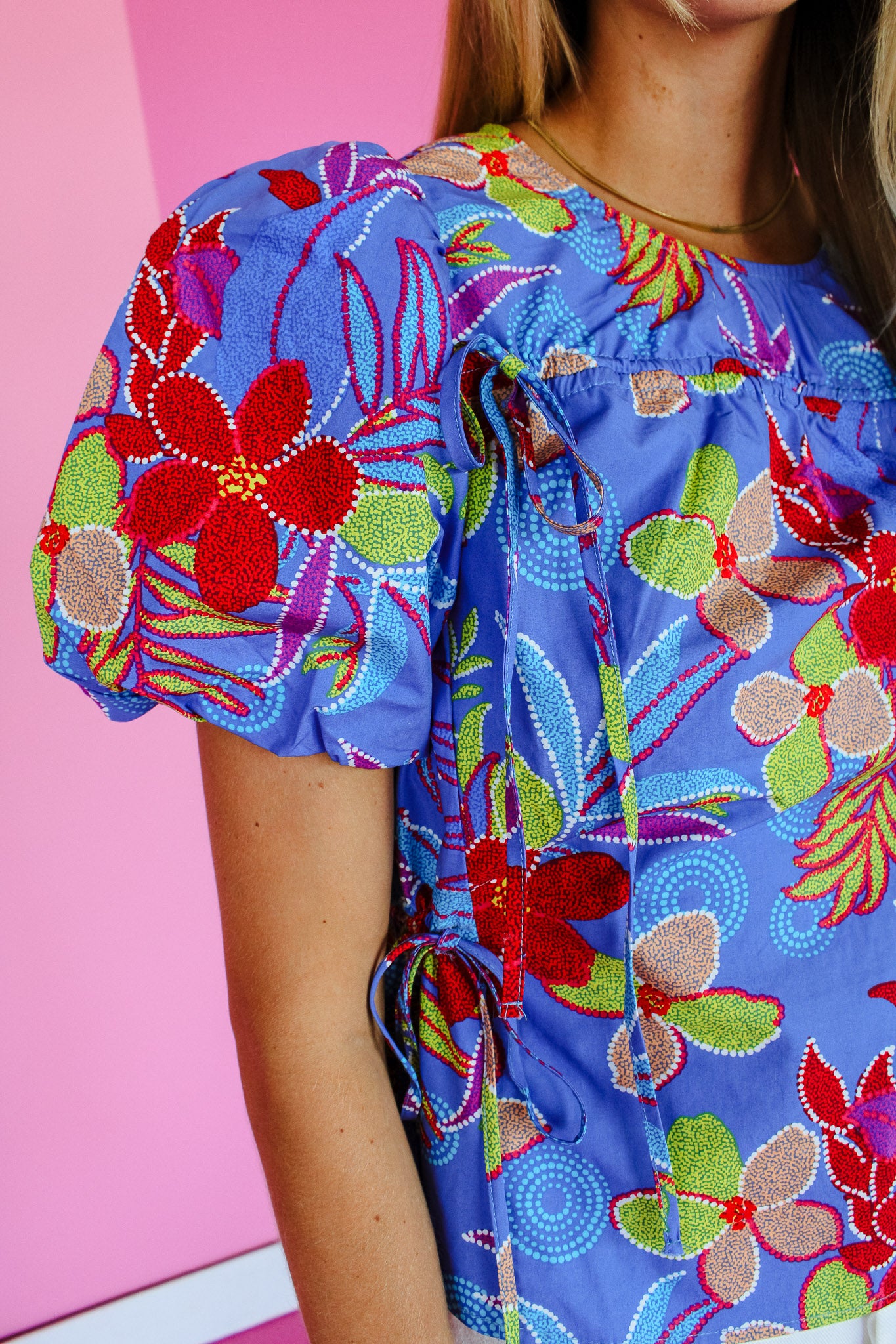 Felicity Floral Blouse - Heliotrope + Lime + Cool Red