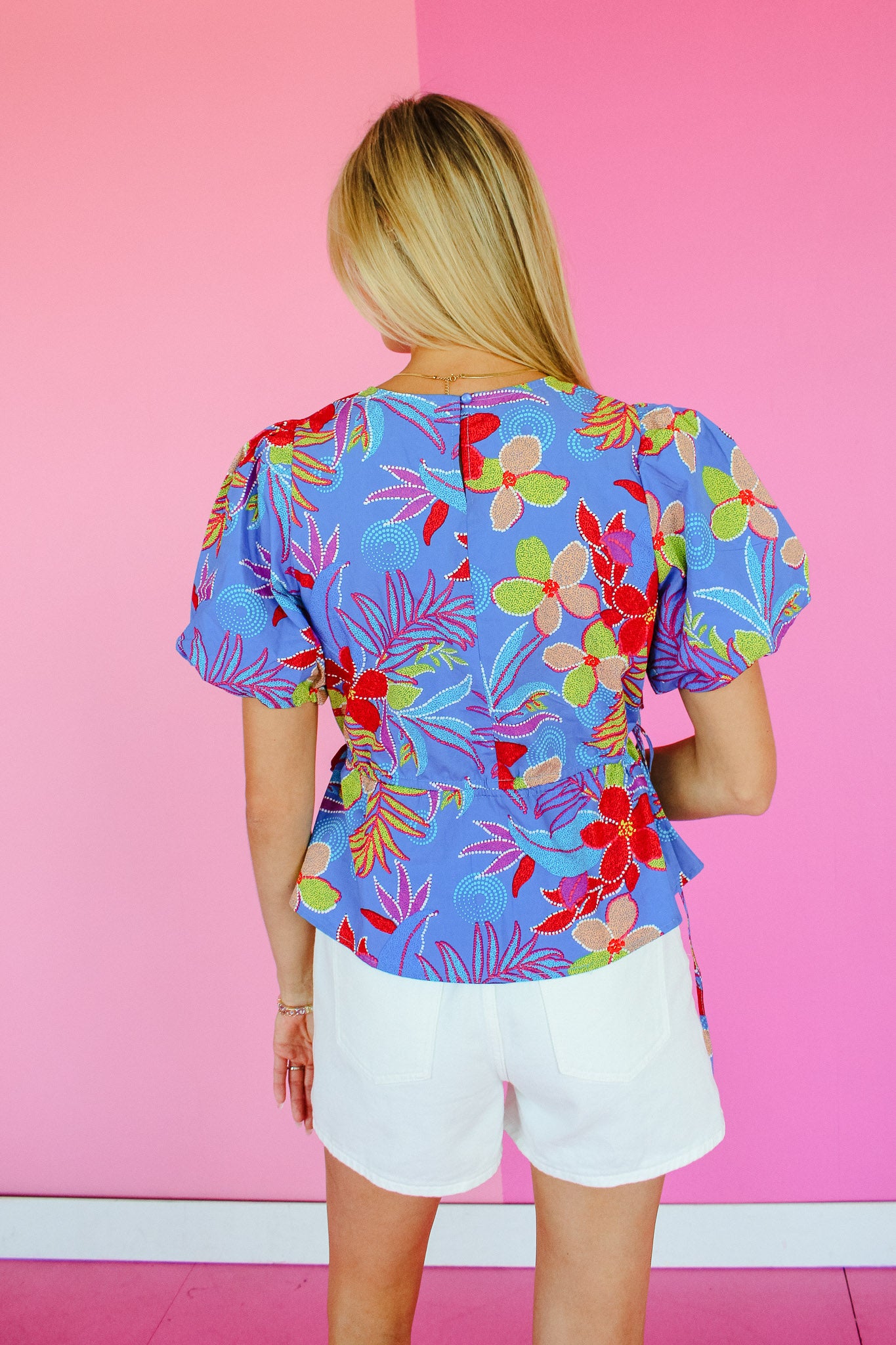 Felicity Floral Blouse - Heliotrope + Lime + Cool Red