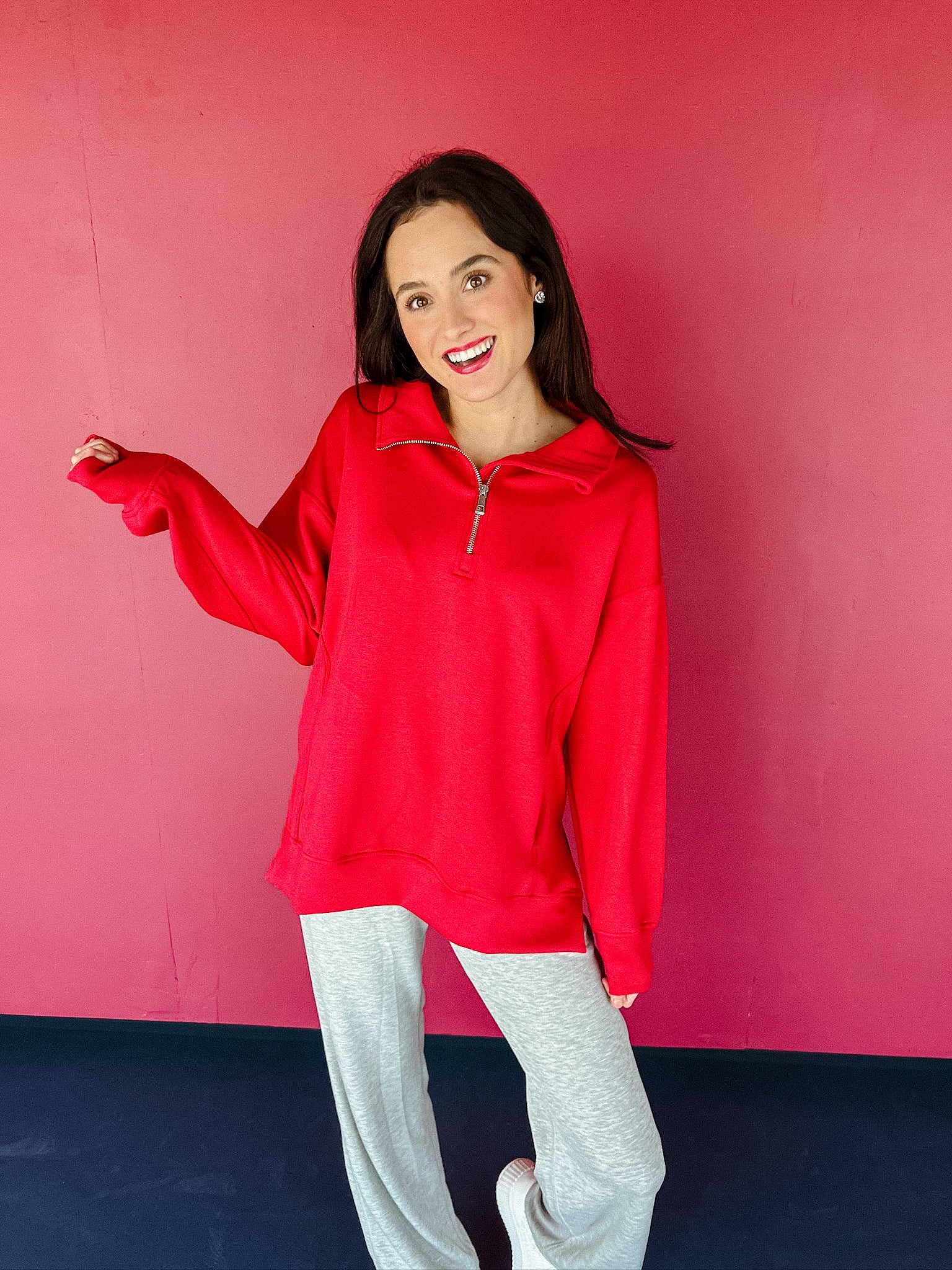 [Ellevate Basics] Adela Tunic Pullover - Cool Red