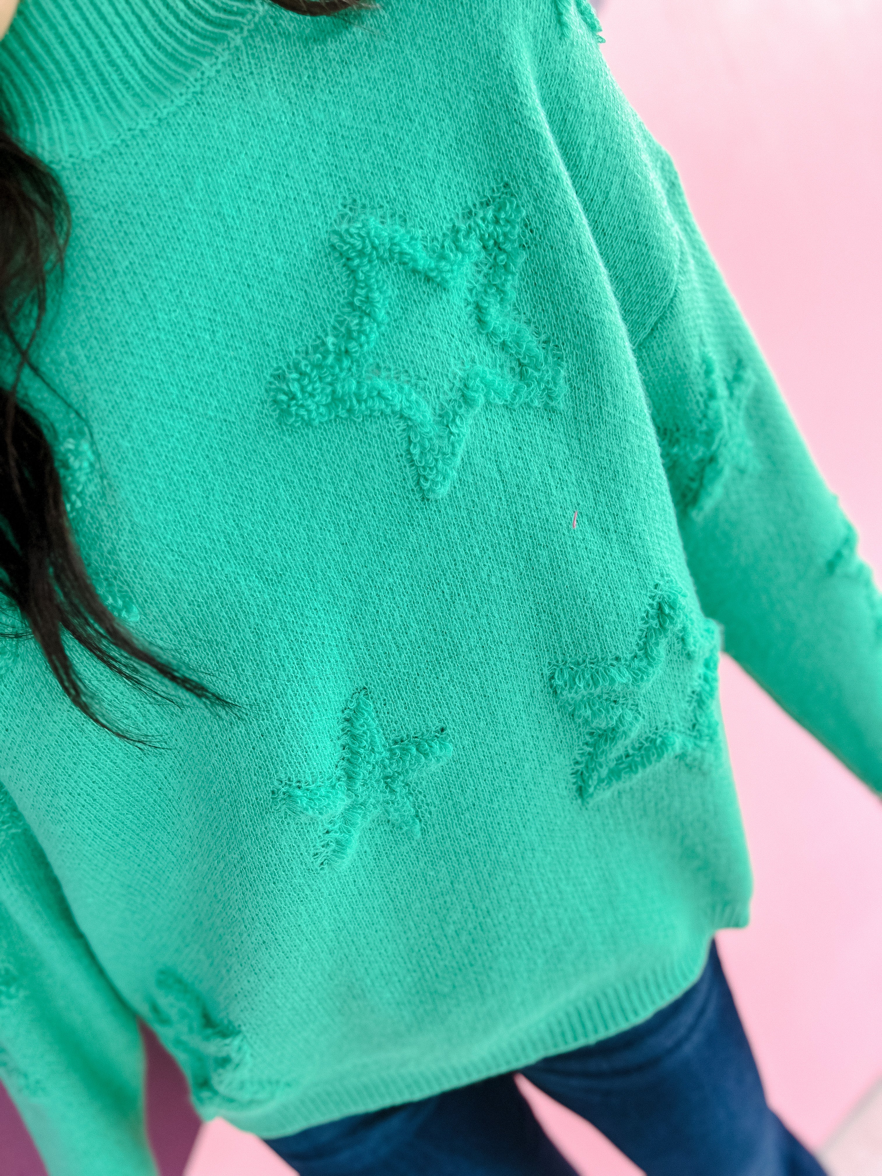 Wish Upon A Star Sweater - Light Emerald
