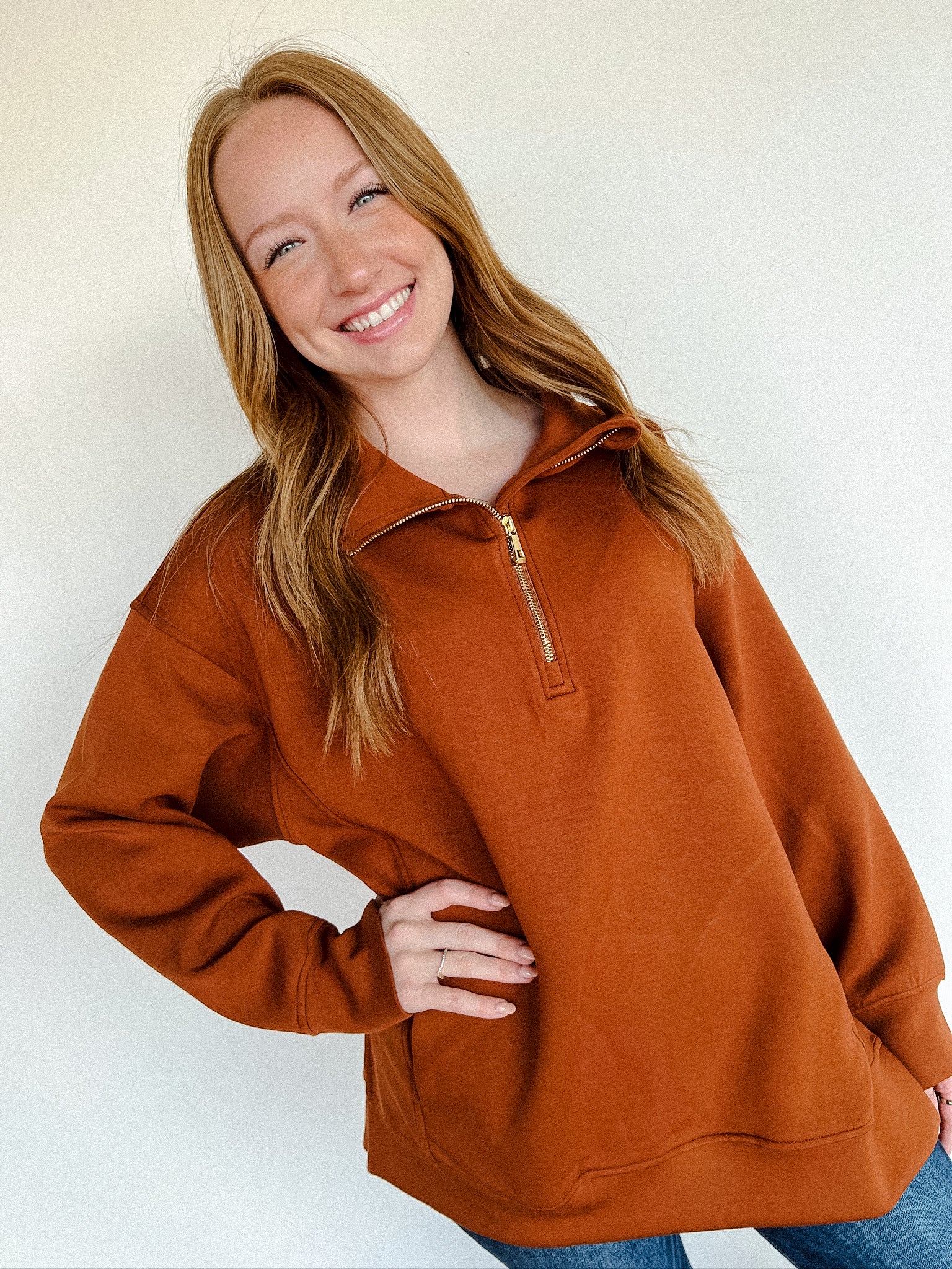 [Ellevate Basics] Adela Tunic Pullover - Chocolate