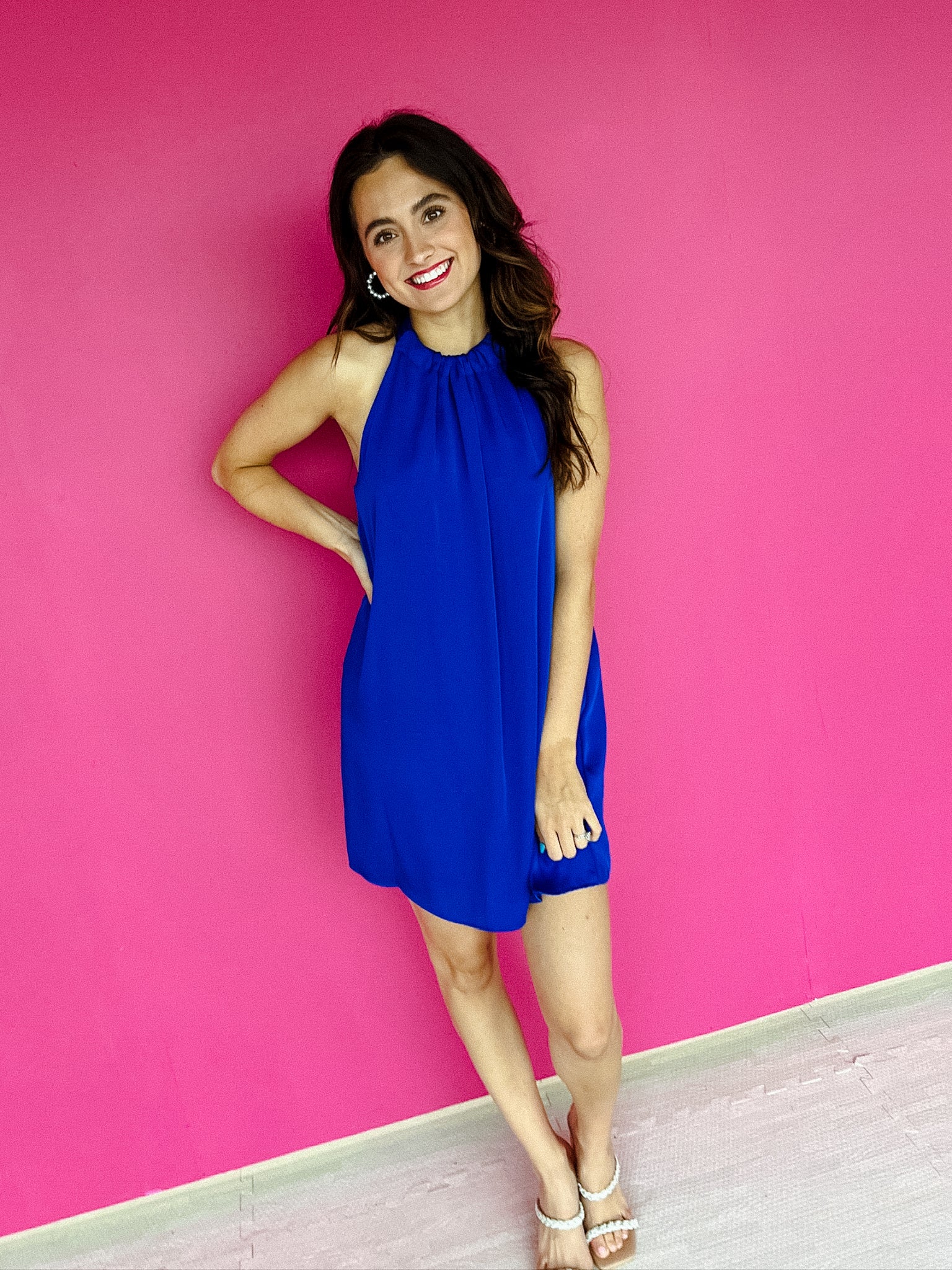 Genesis Halter Shift Dress - Bright Navy