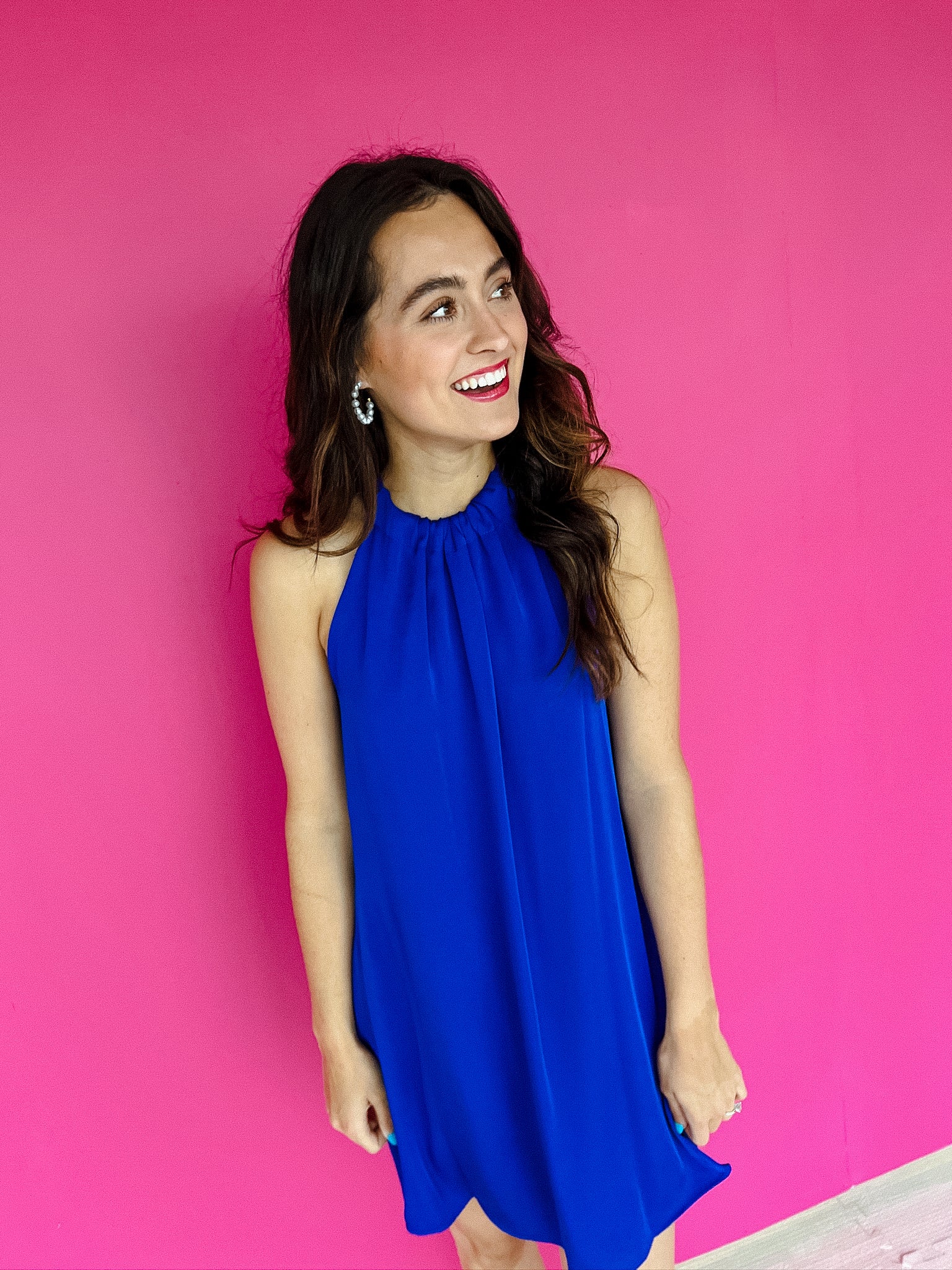 Genesis Halter Shift Dress - Bright Navy