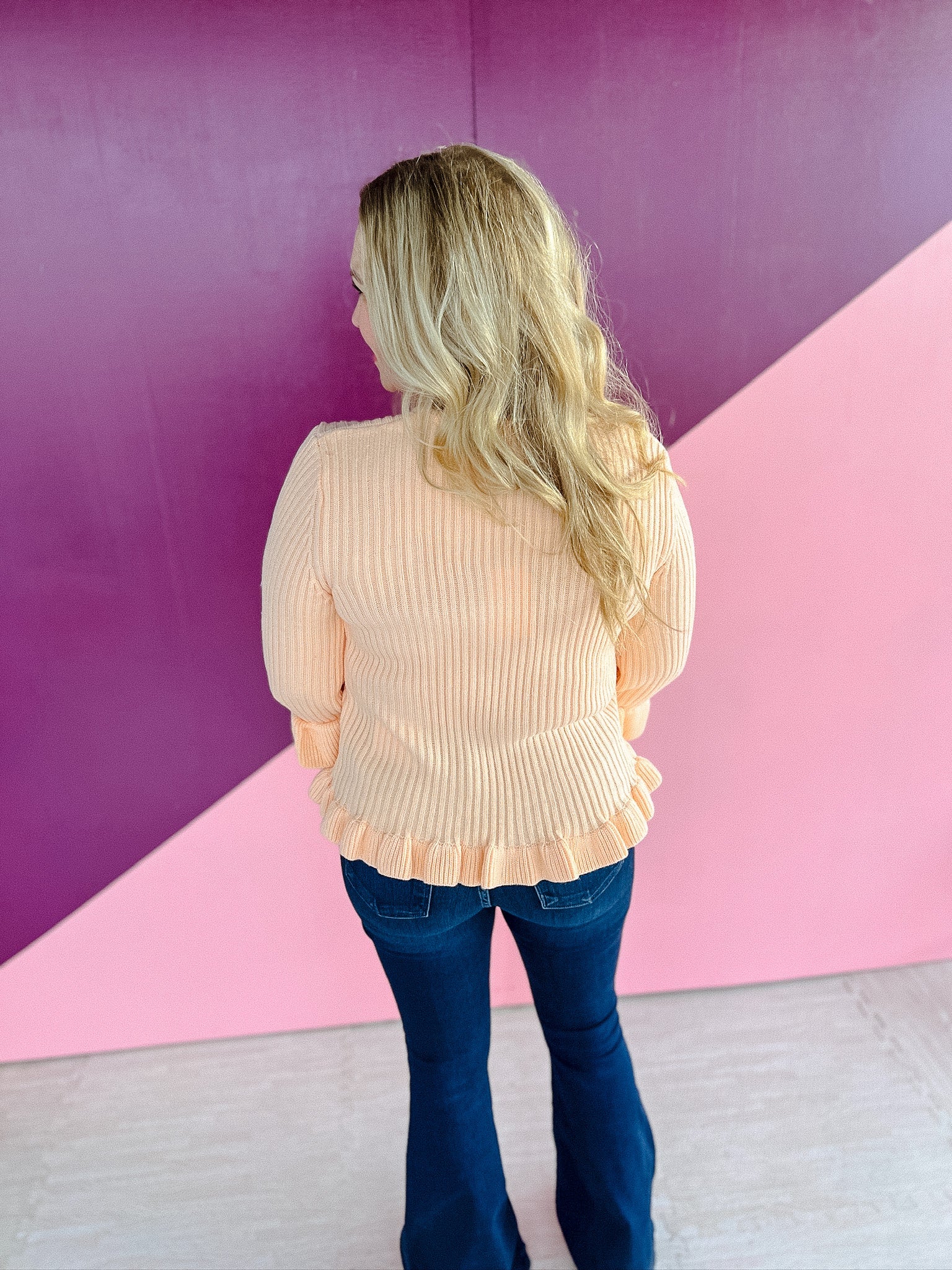 Terin Ruffle Detail Sweater - Peach