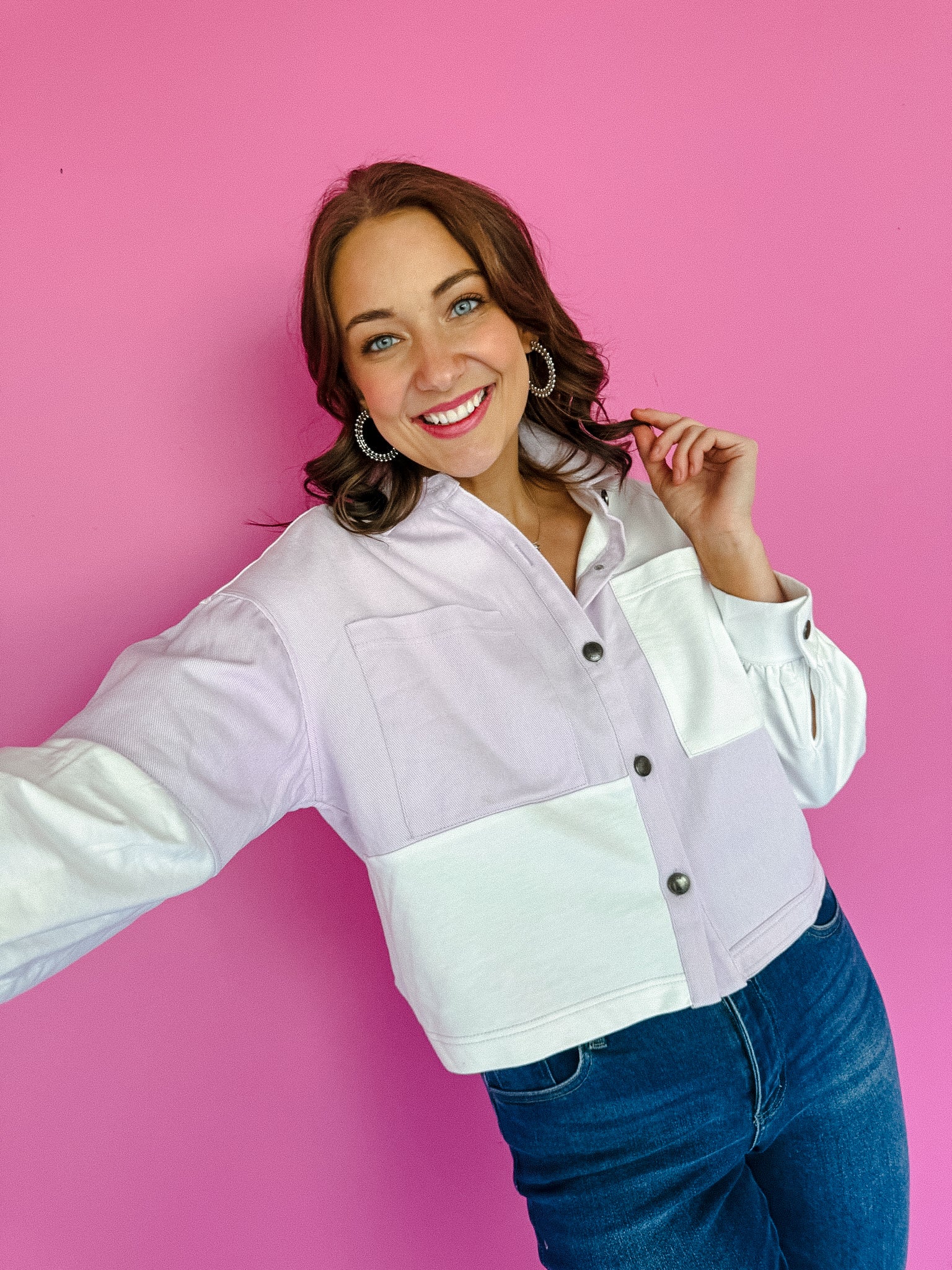 Maria Colorblock Jacket - Lavender + Soft White