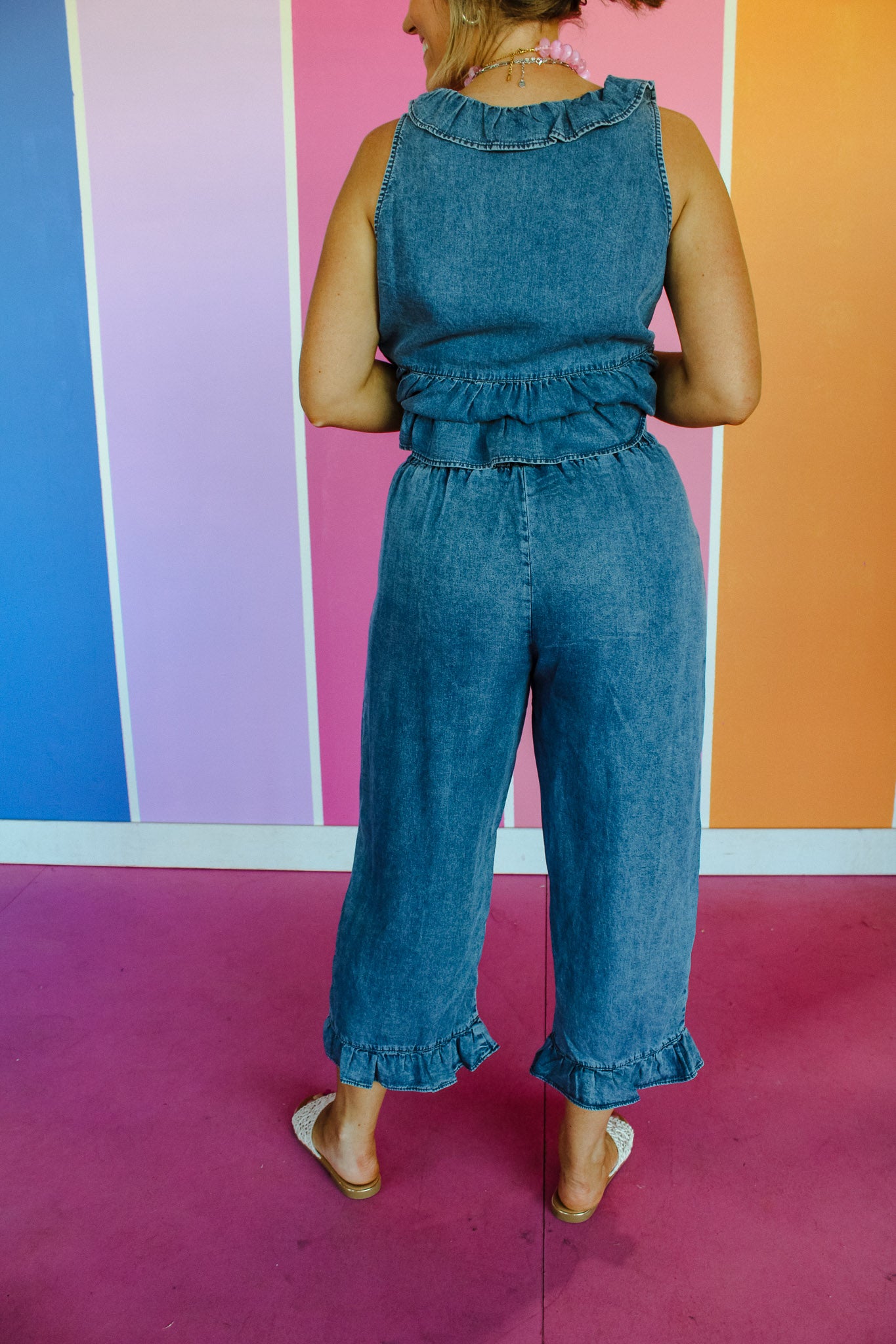 Ida Denim Capri Pants - Muted Dark Wash