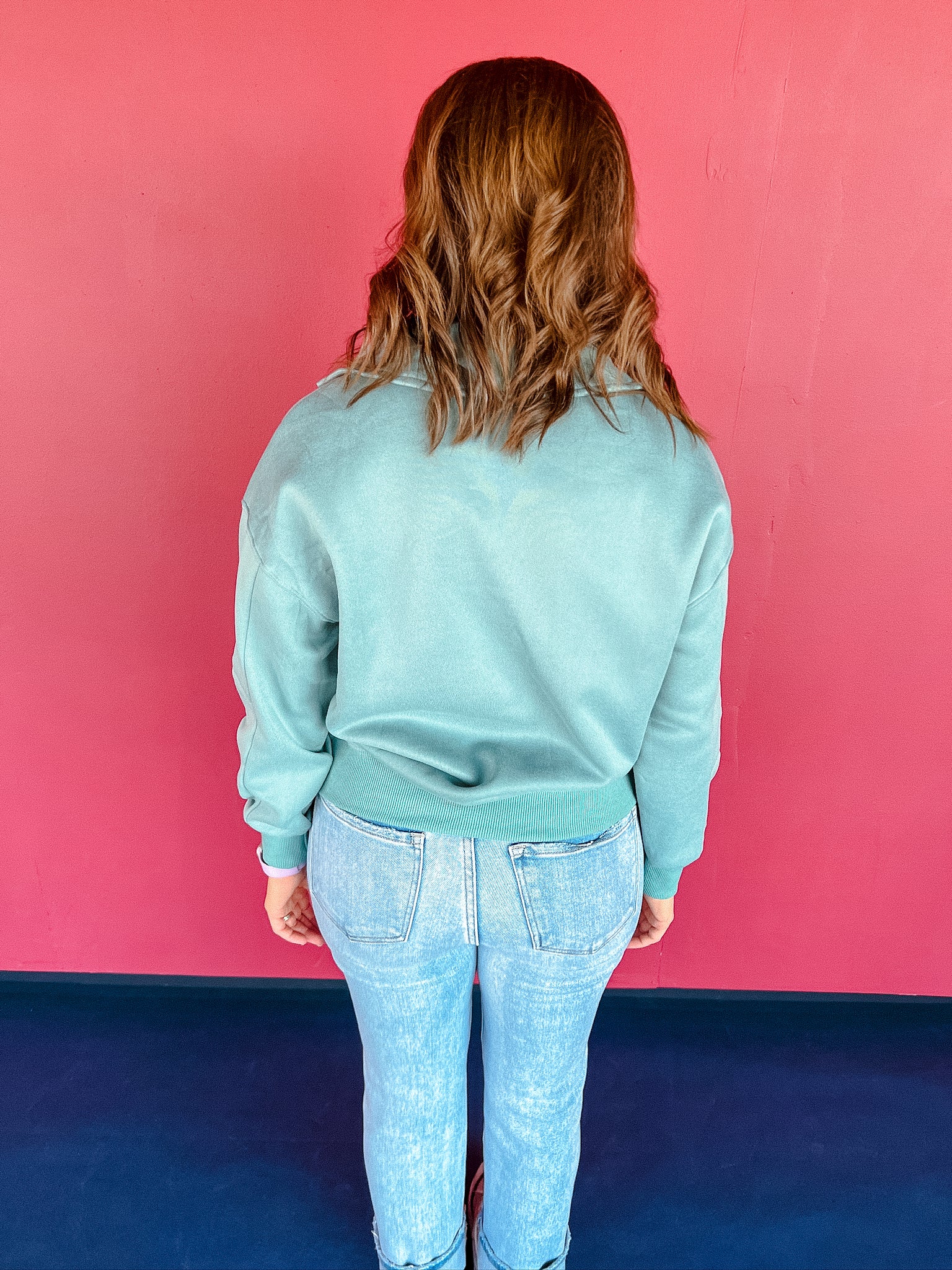 Quincy Collared Sweatshirt - Cool Green