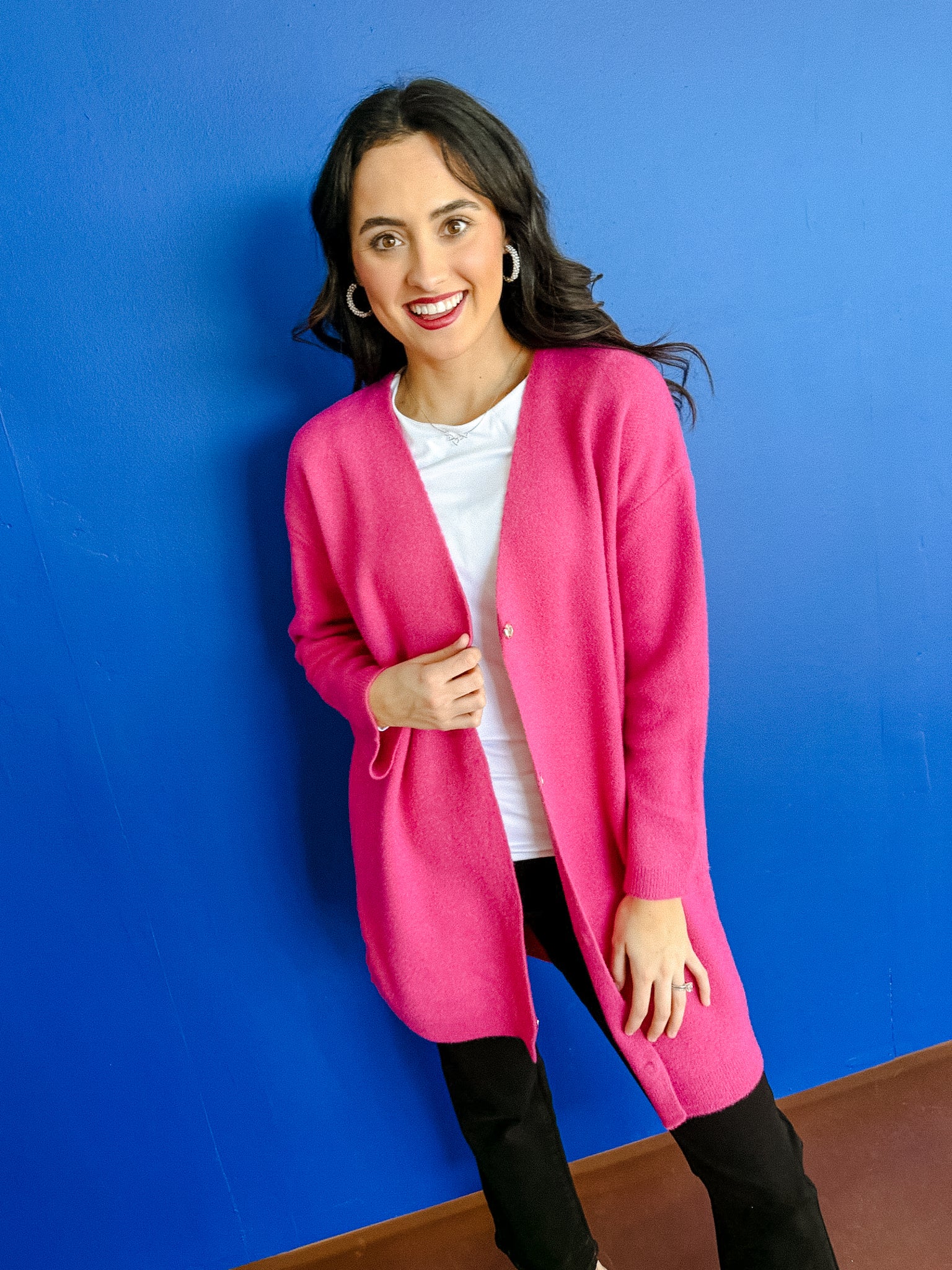 Millie Oversized Cardigan - Fuchsia