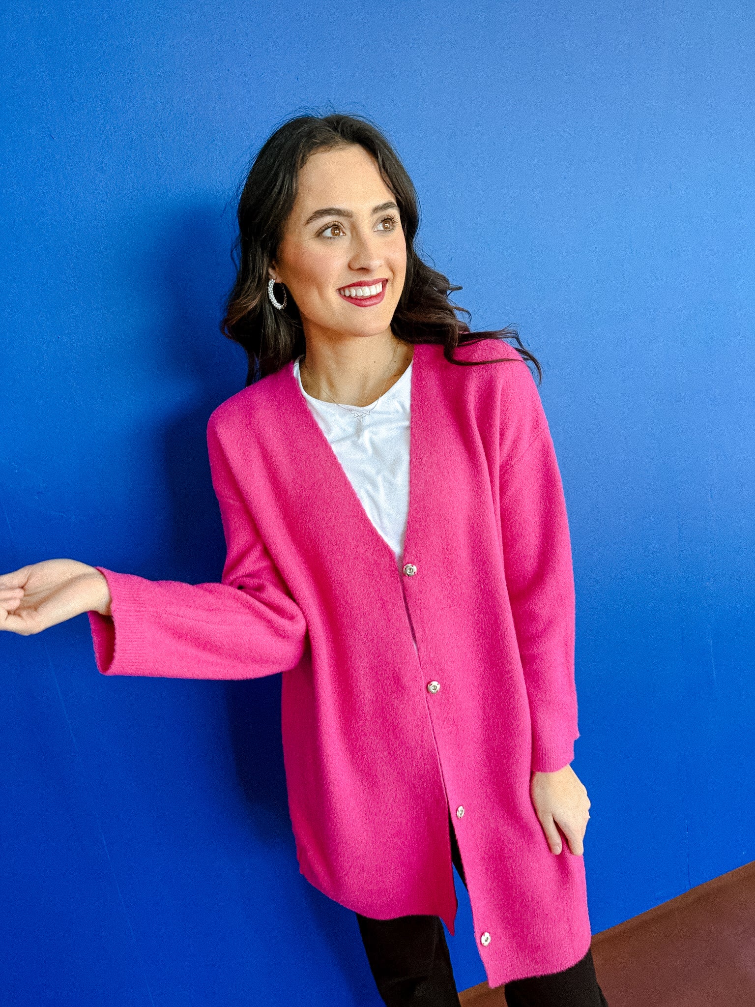 Millie Oversized Cardigan - Fuchsia