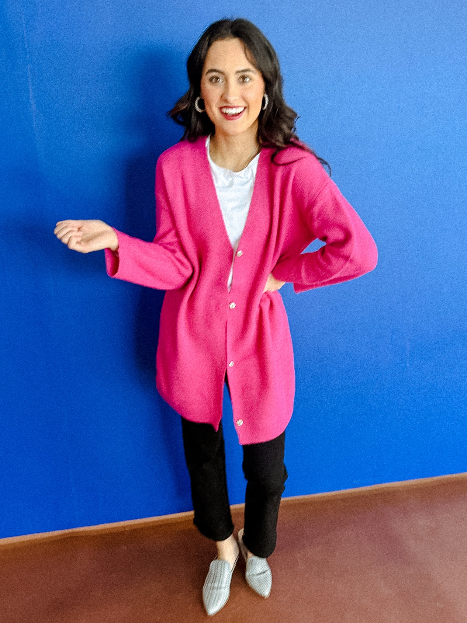 Millie Oversized Cardigan - Fuchsia