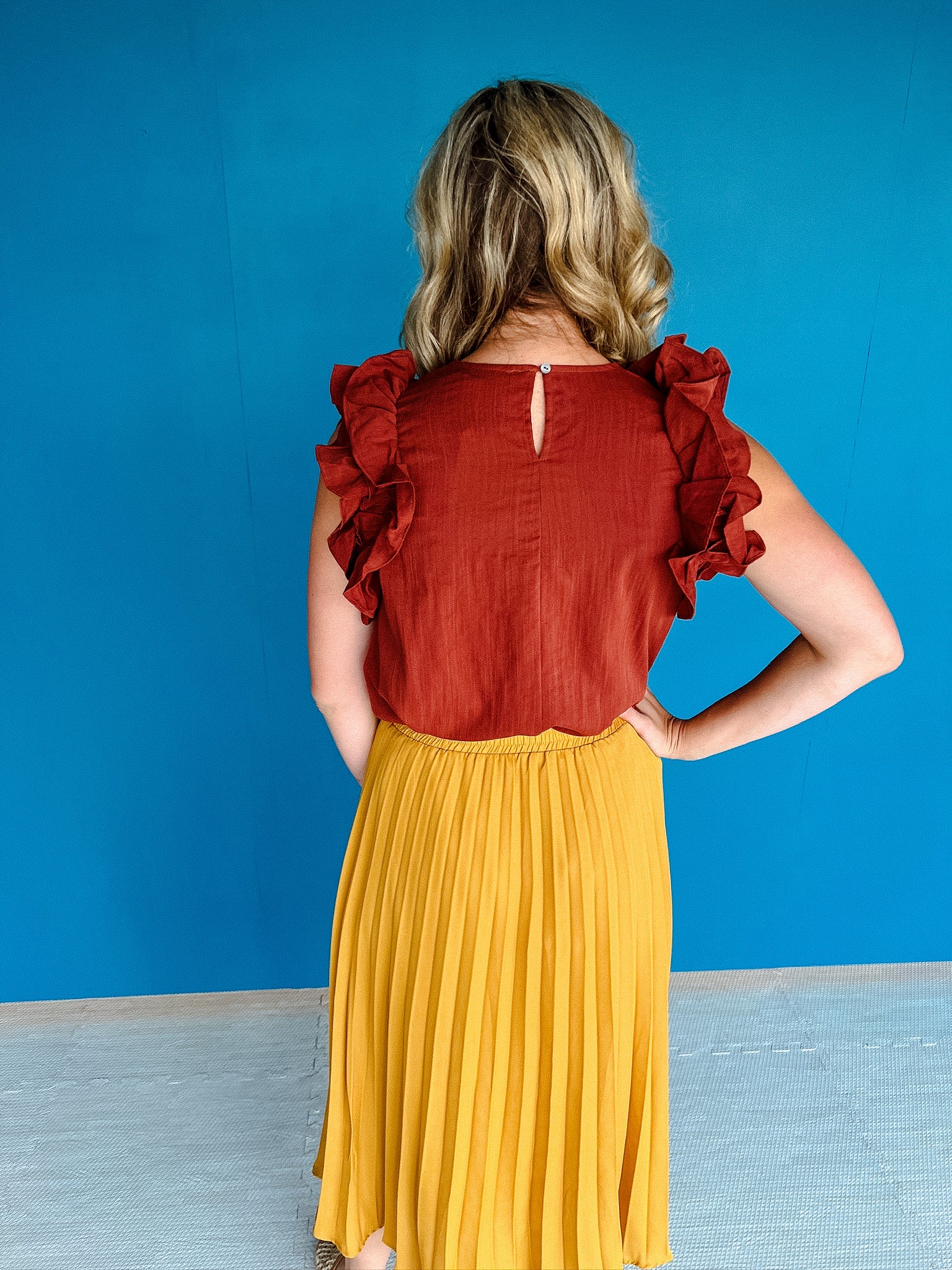 Trinity Ruffle Sleeve Blouse - Chestnut