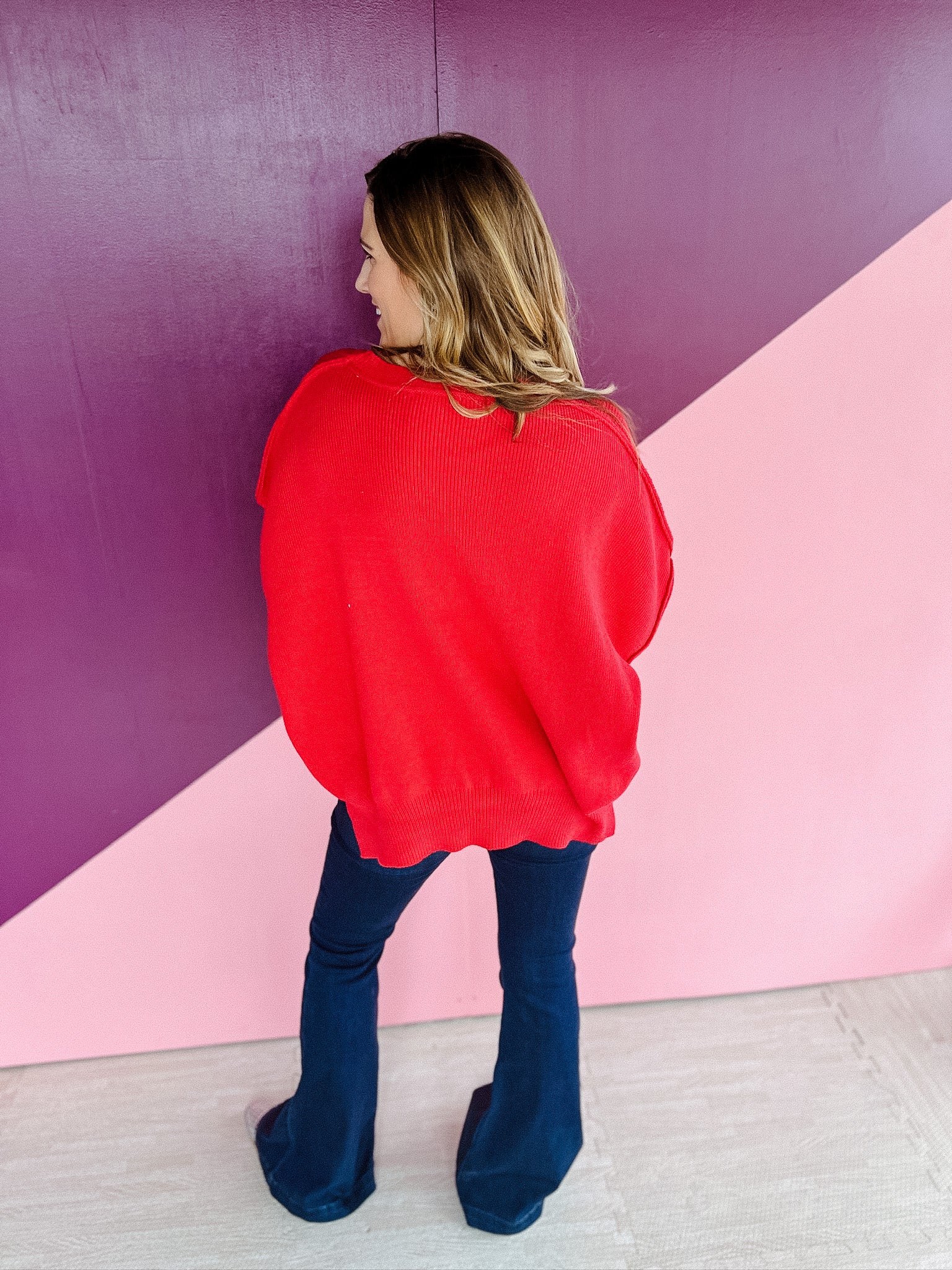 Easton Oversized Sweater - Cherry/Carmine