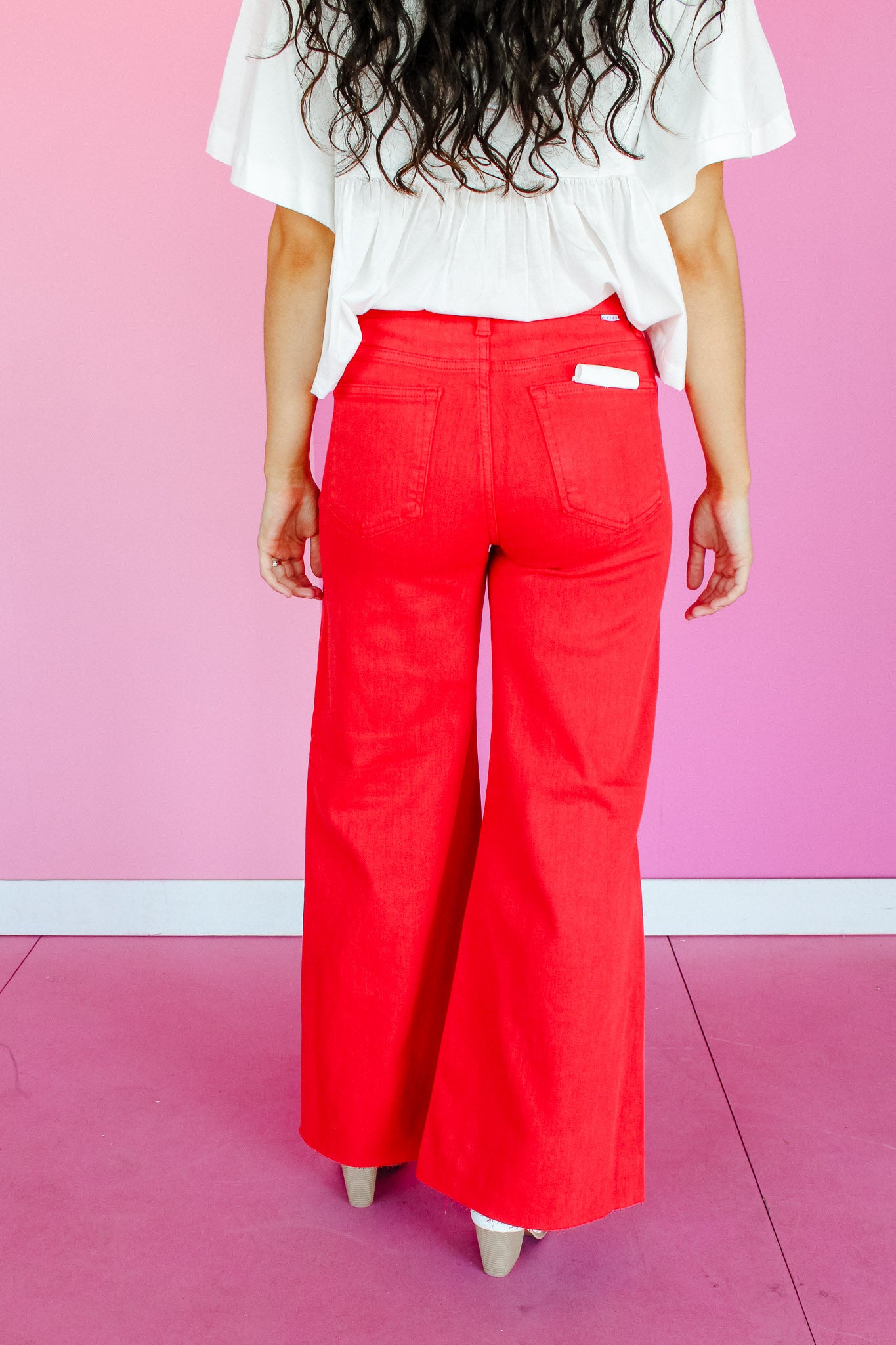 [Risen] Shelby Wide Leg Palazzo Jeans - True Red